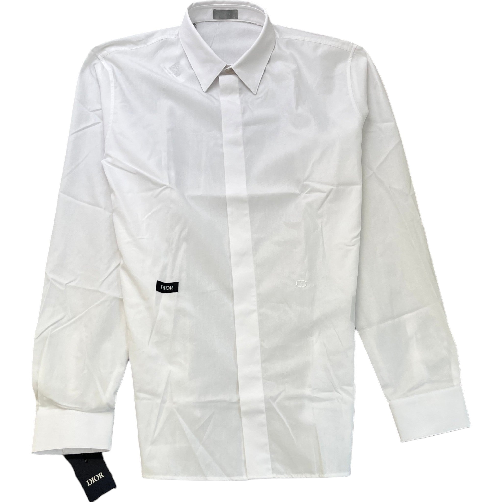 Men's Logo Embroidered Long Sleeve Shirt White Size M