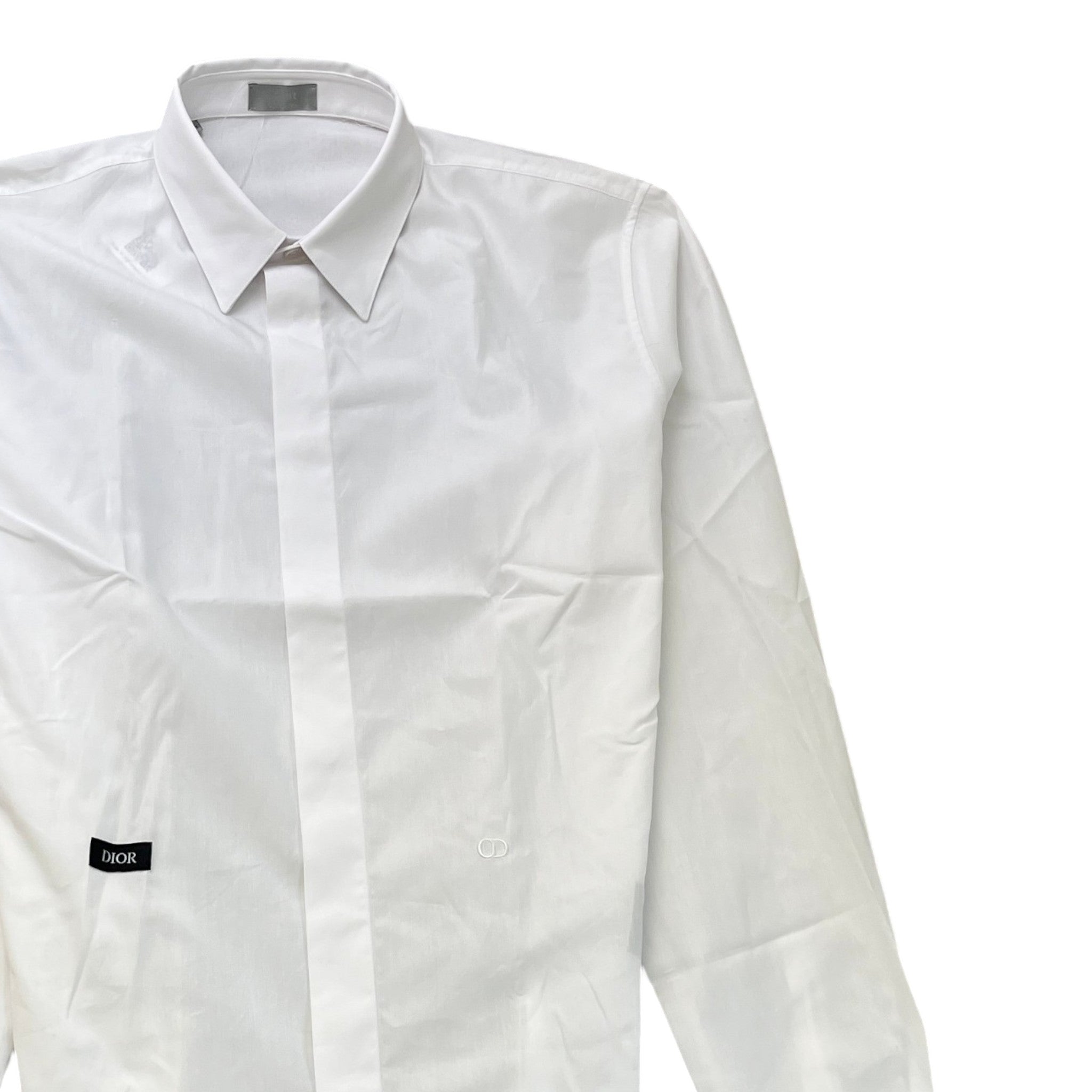 Men's Logo Embroidered Long Sleeve Shirt White Size M