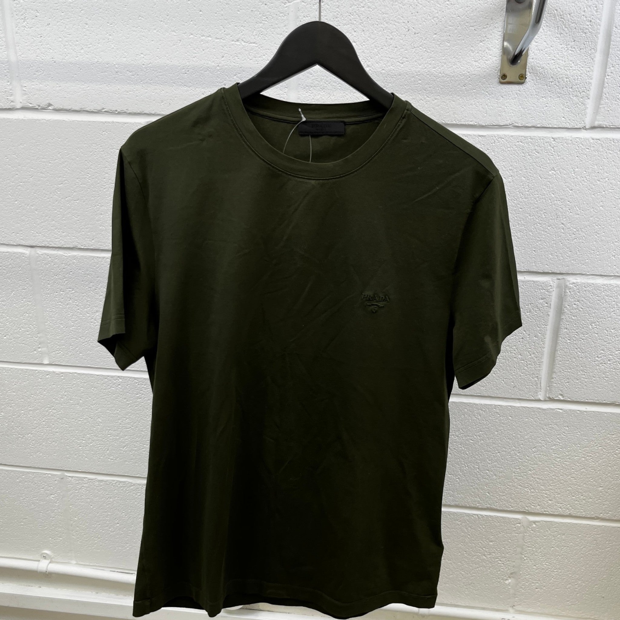 Men's Embroidered Logo T-Shirt Khaki Size L