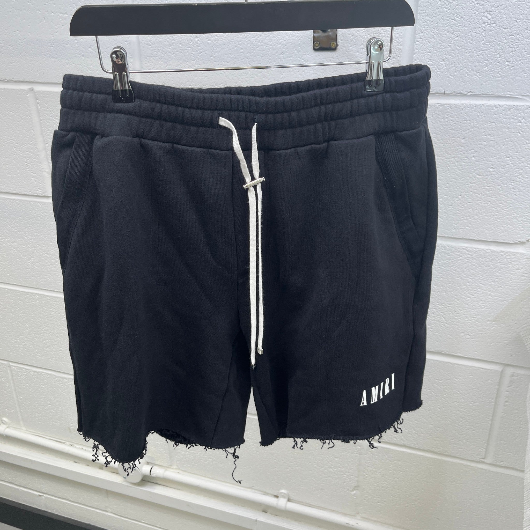 Men's Distressed Core Sweat Shorts Black Size L
