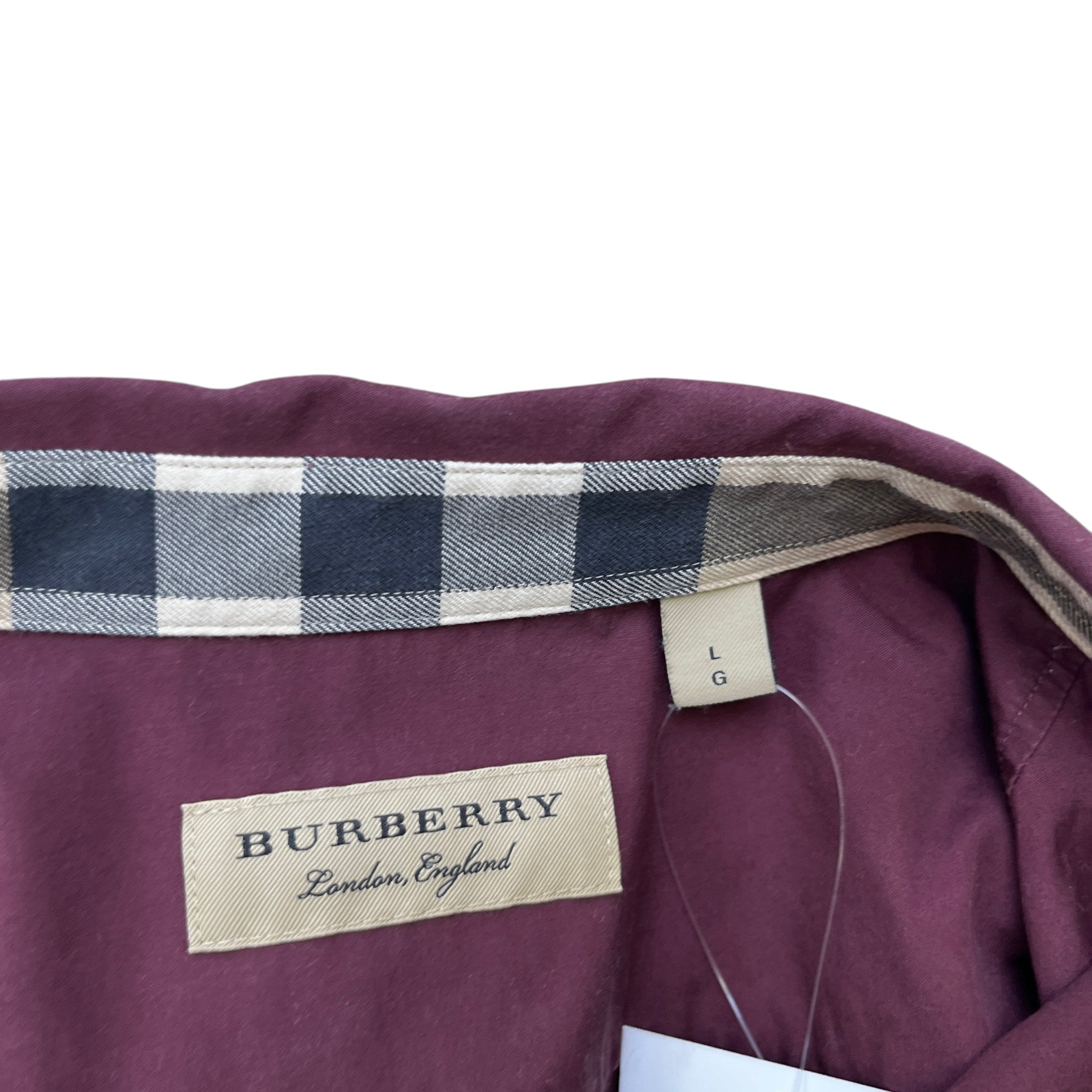Men's Embroidered Logo Long Sleeve Shirt Burgundy Size L