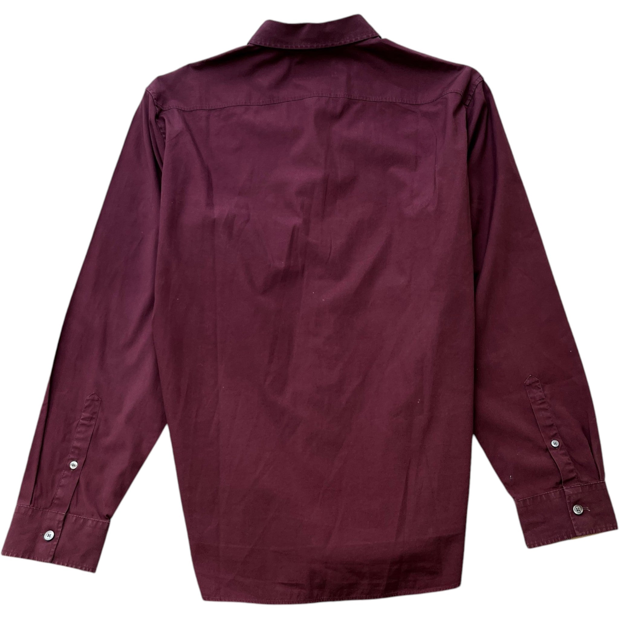 Men's Embroidered Logo Long Sleeve Shirt Burgundy Size L