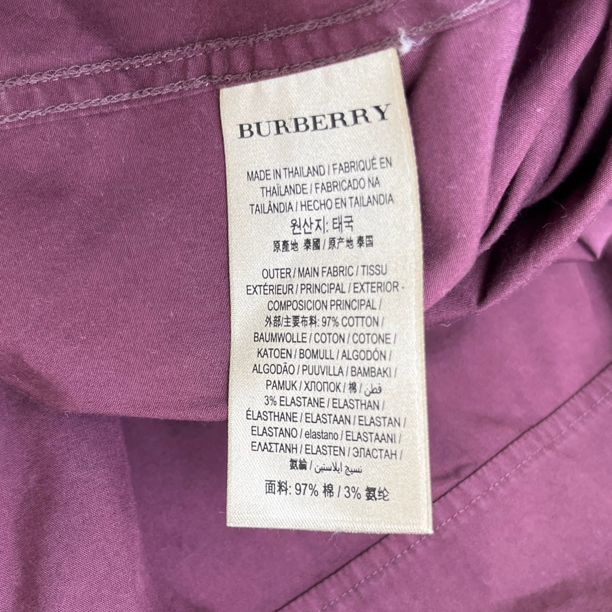 Men's Embroidered Logo Long Sleeve Shirt Burgundy Size L