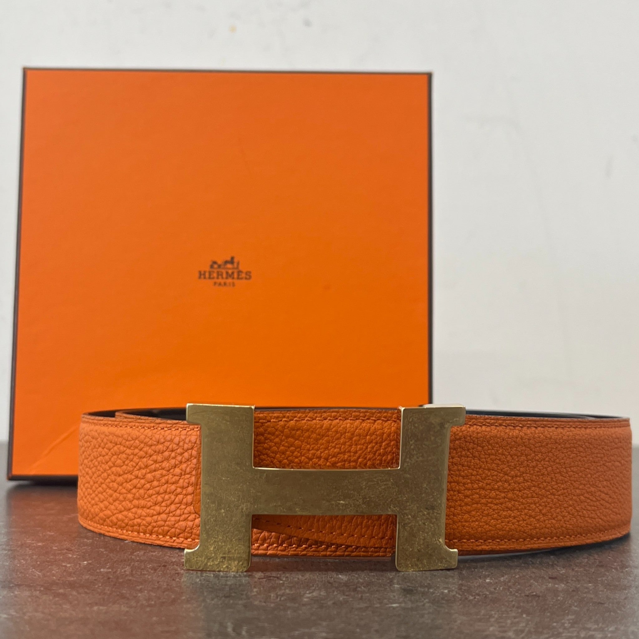 Men's H Buckle Belt Orange Size Waist 34"