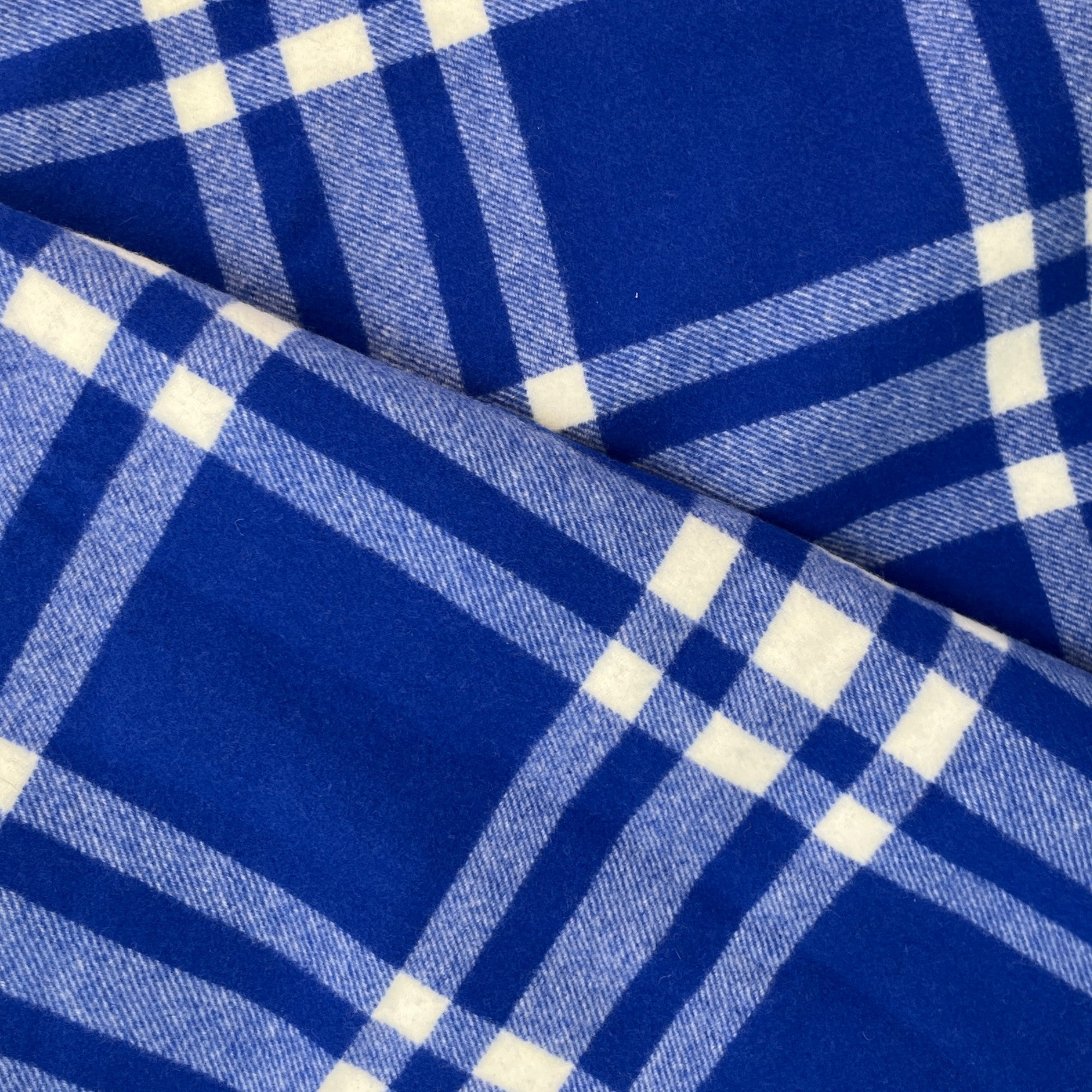 Men's Check Print Fringe Blanket Blue
