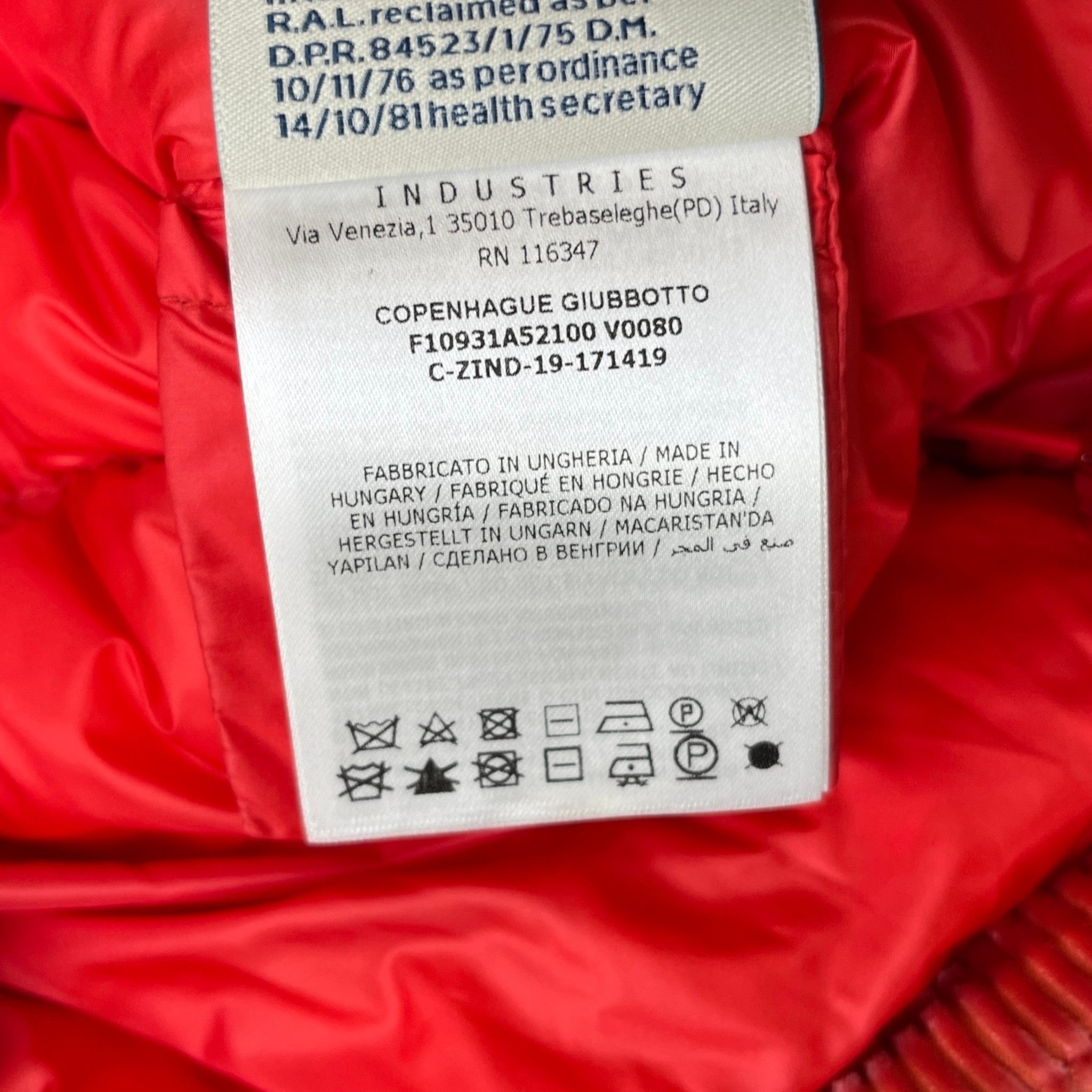 Men's Capenhague Down Jacket Red Size 1 / S