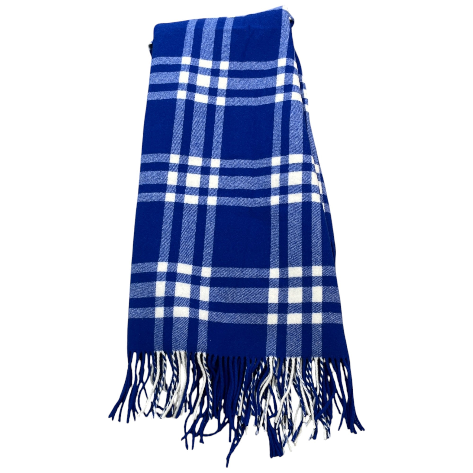 Men's Check Print Fringe Blanket Blue