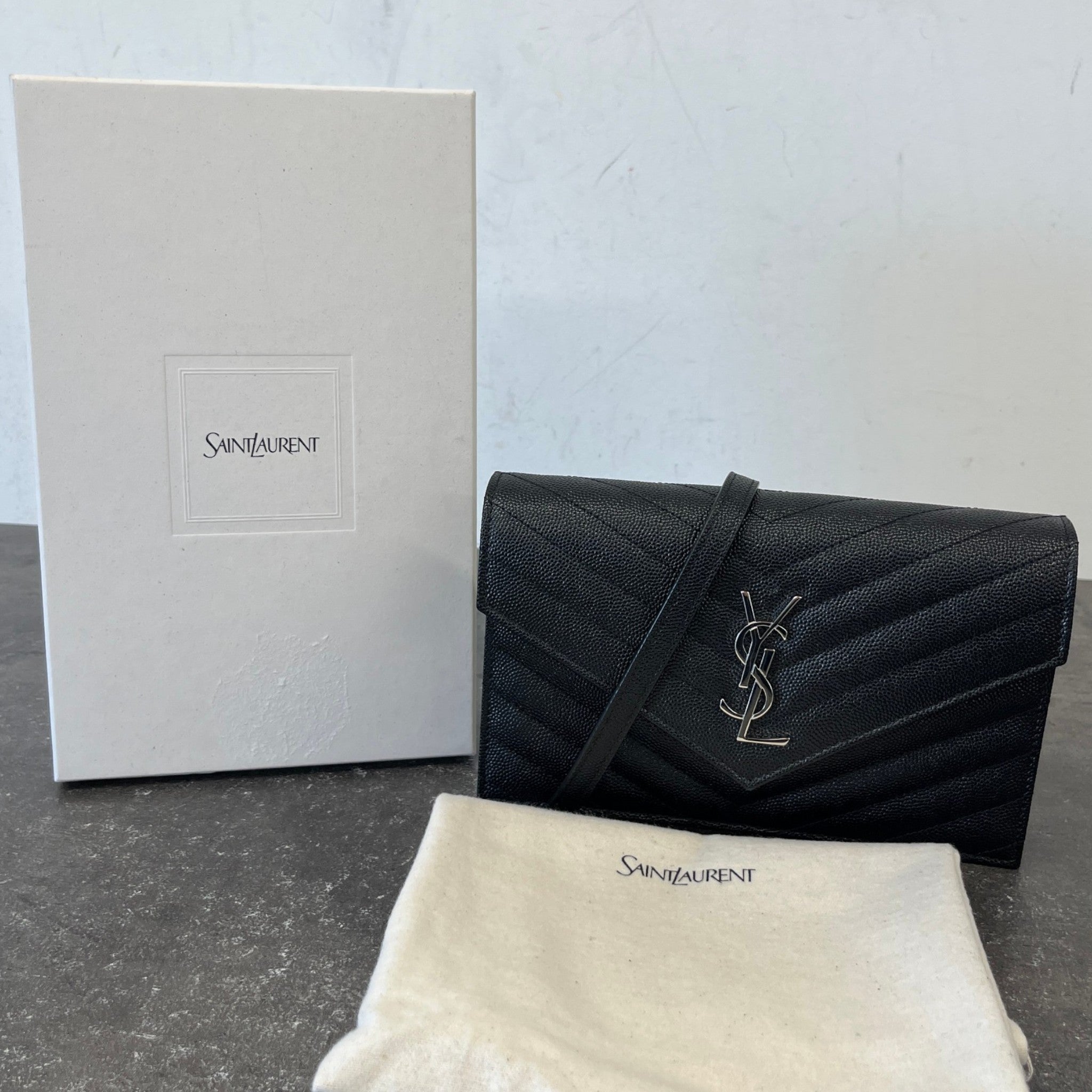 Women's Cassandre Envelope Wallet On Chain Bag Black