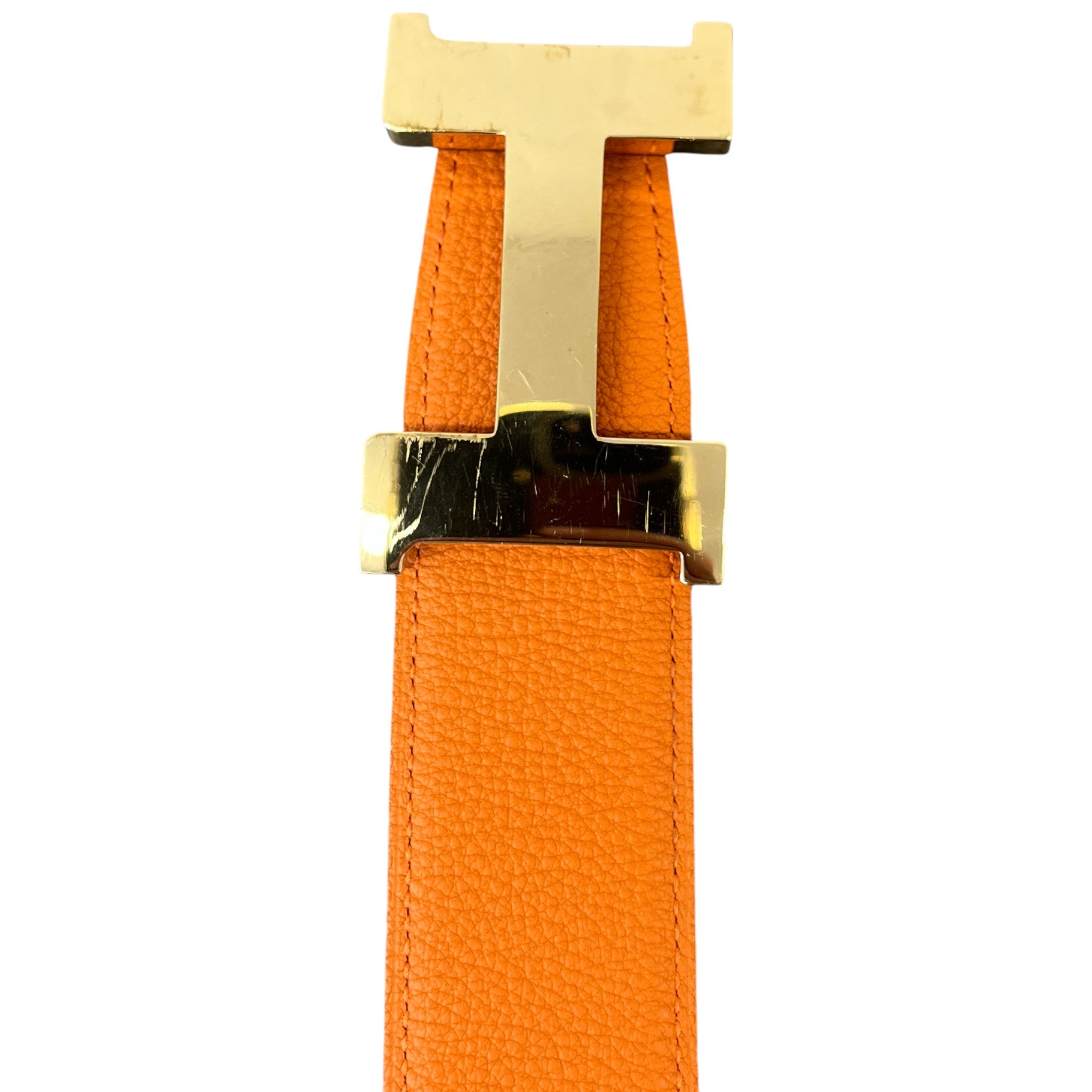 Men's H Buckle Belt Orange Size Waist 34"
