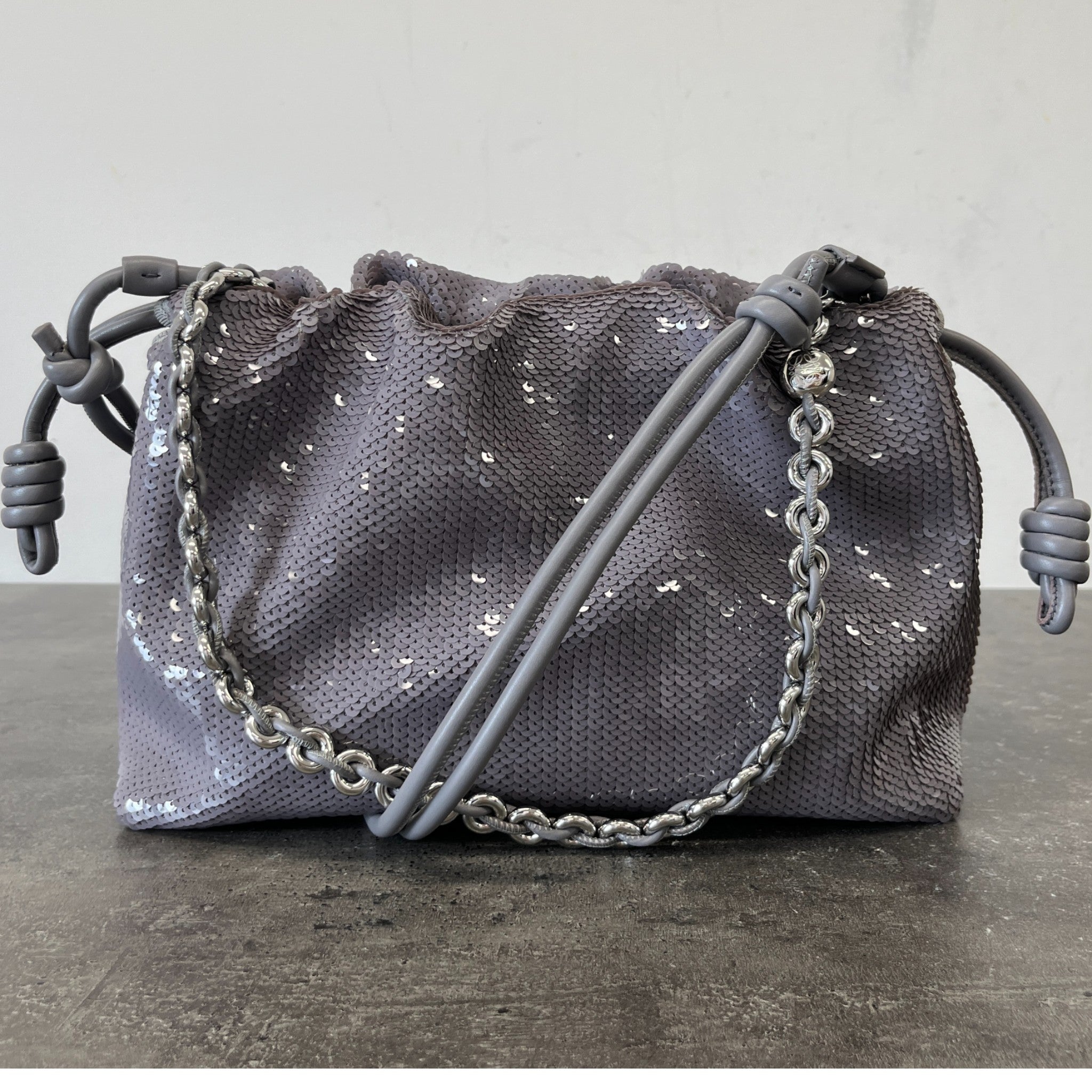 Women's Flamenco Sequined Medium Purse Bag Grey