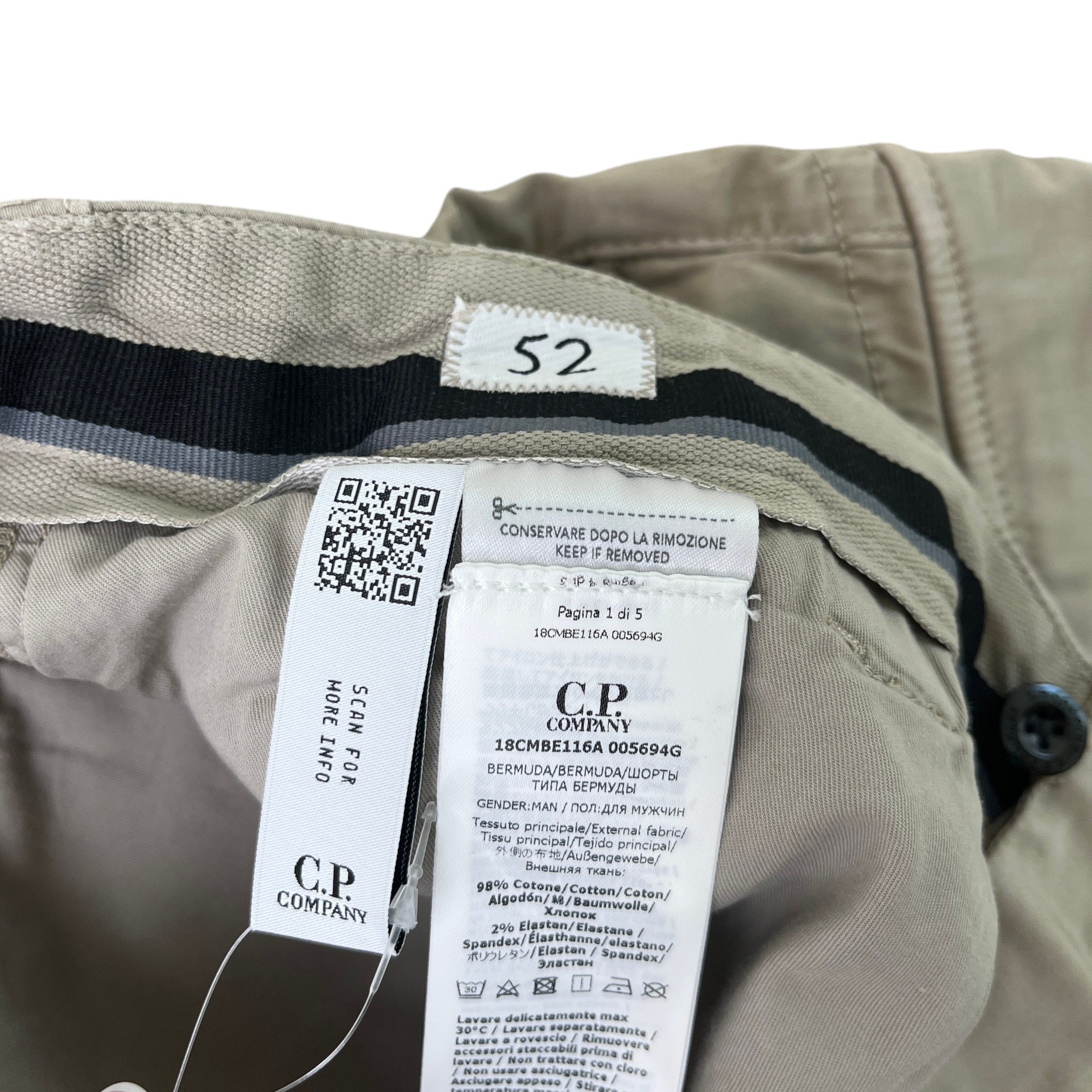 Men's Sateen Cargo Shorts Beige Size IT 52 / UK 36