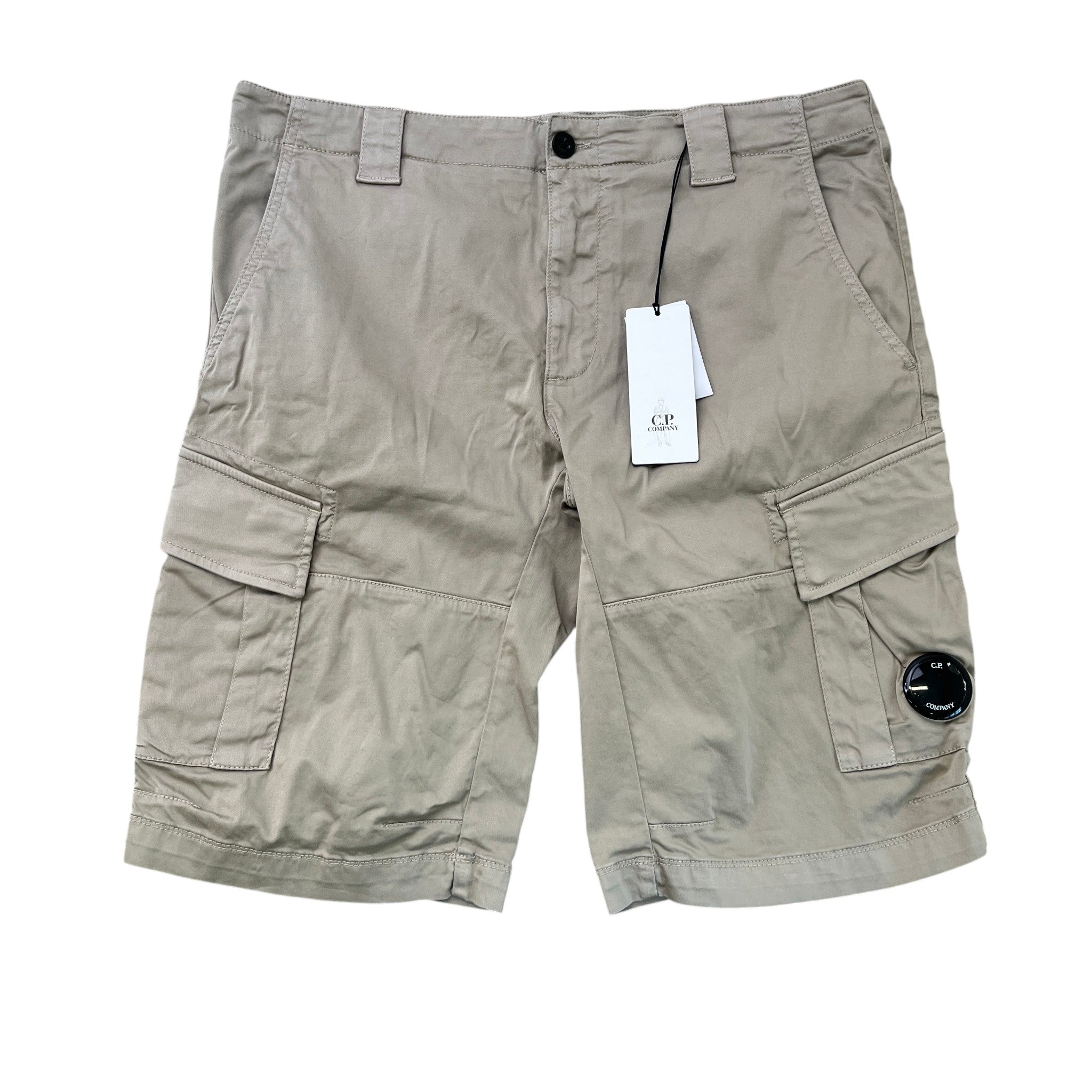 Men's Sateen Cargo Shorts Beige Size IT 52 / UK 36