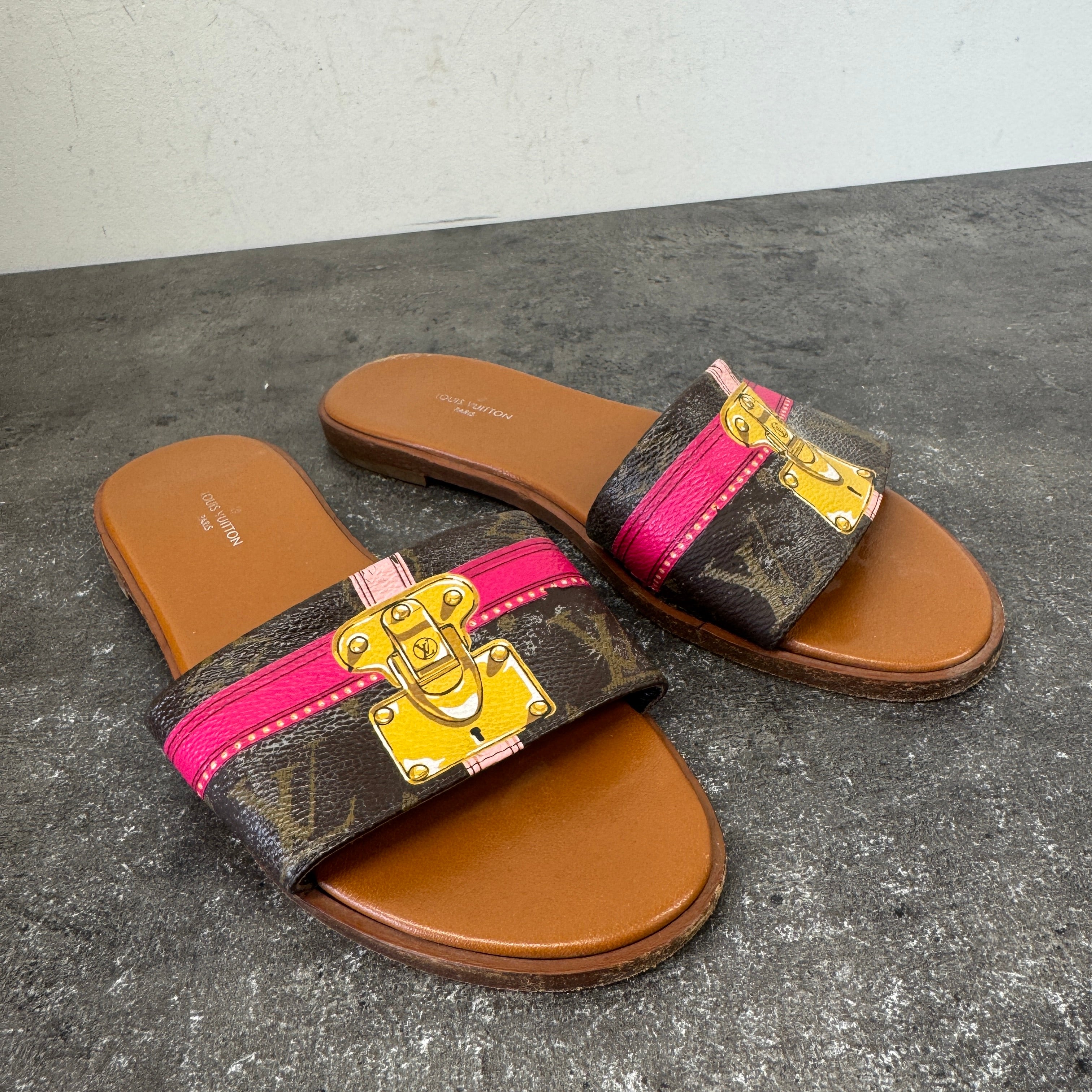 Women's Monogram Lock It Slides Brown Size EU 36.5 / UK 3.5
