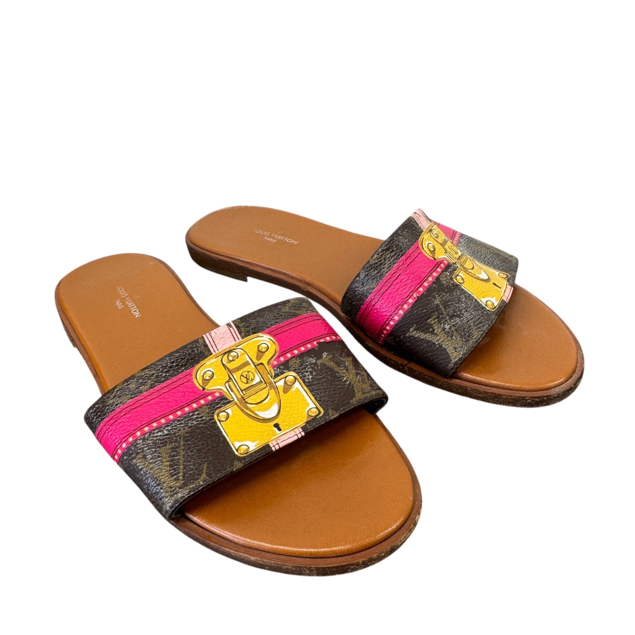 Women's Monogram Lock It Slides Brown Size EU 36.5 / UK 3.5