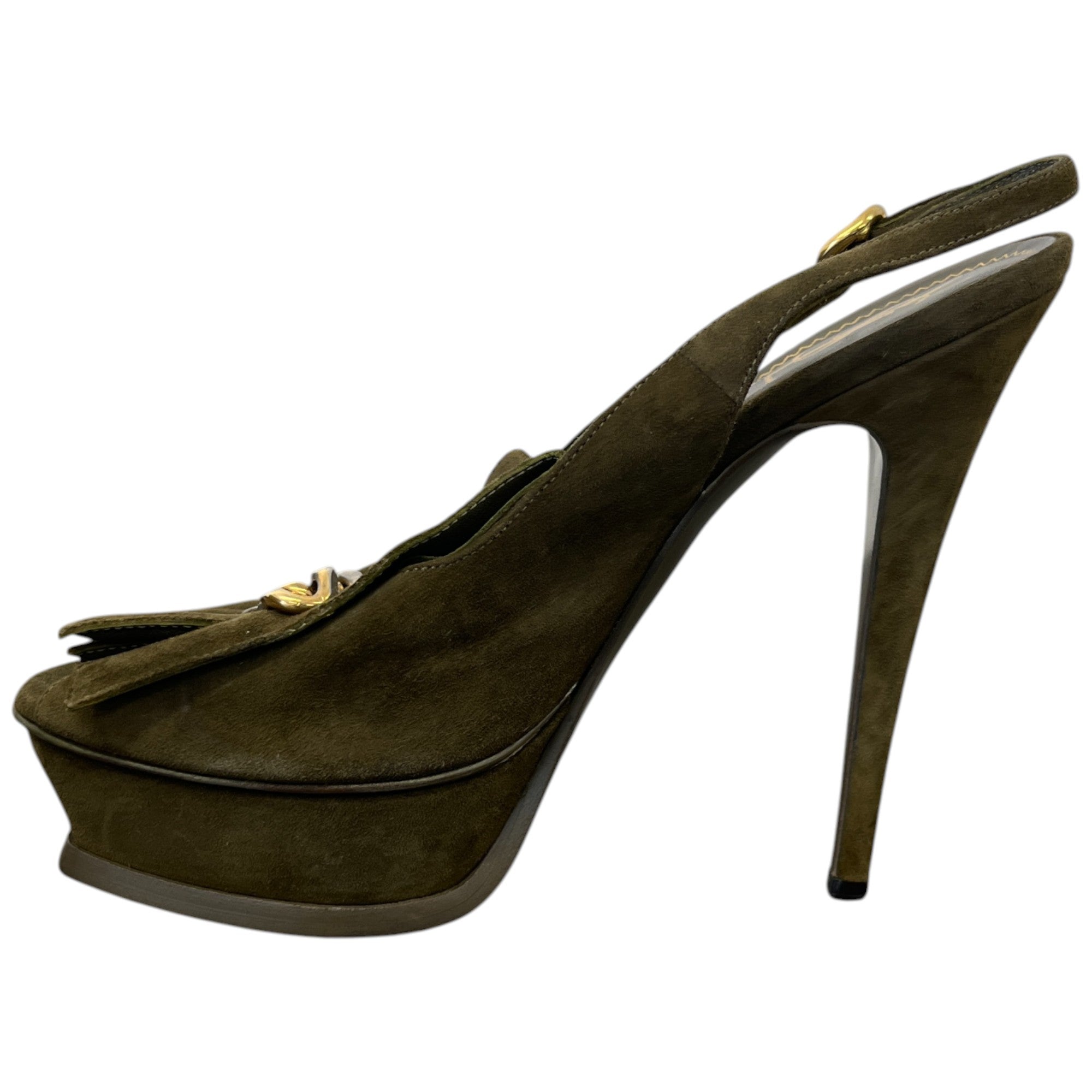 Women's Fringe Chain Detail Heels Green Size EU 38 / UK 5