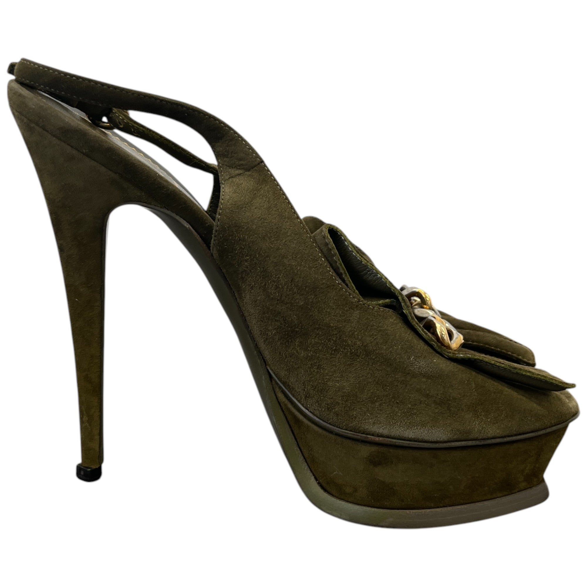 Women's Fringe Chain Detail Heels Green Size EU 38 / UK 5