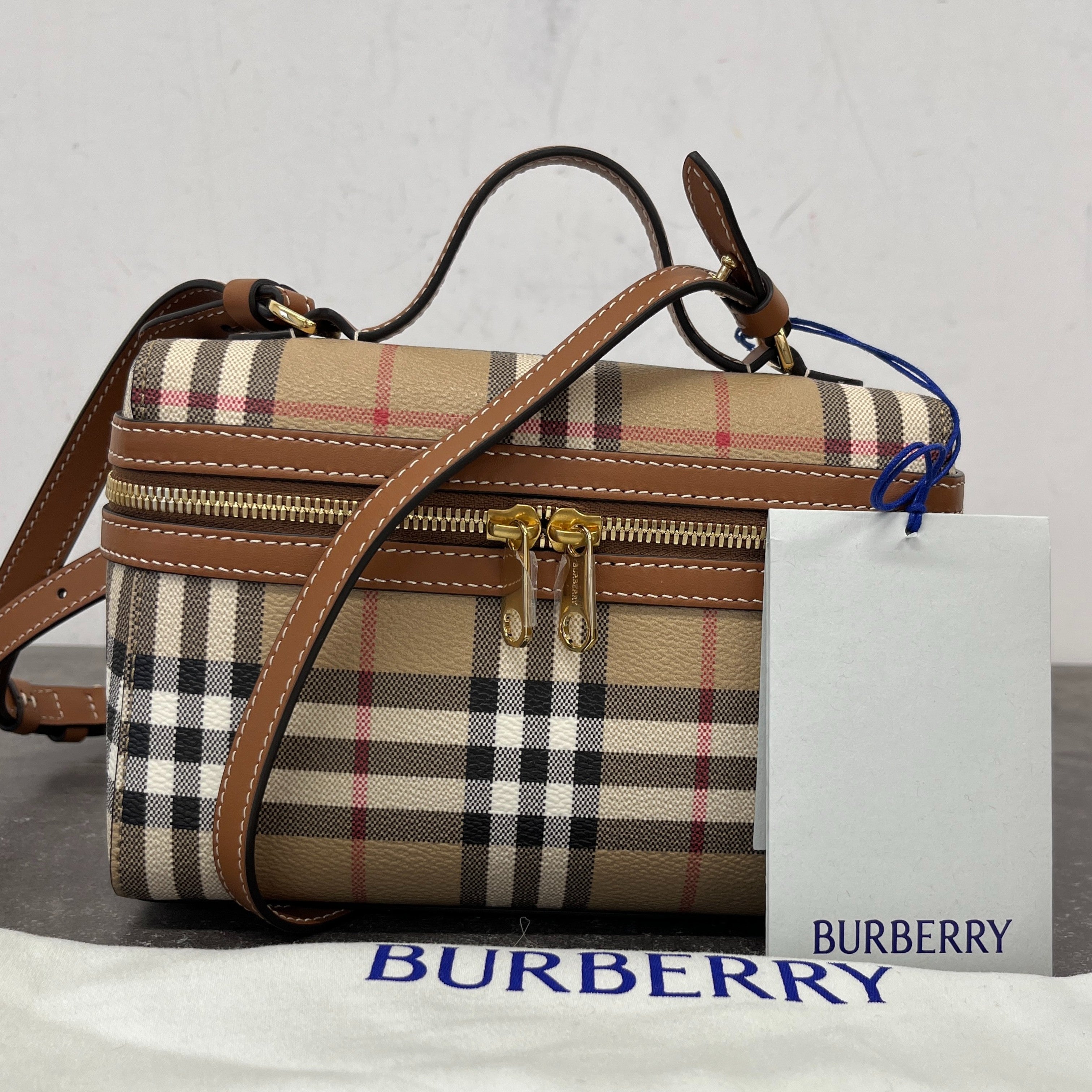 Women's Check Vanity Crossbody Bag Brown