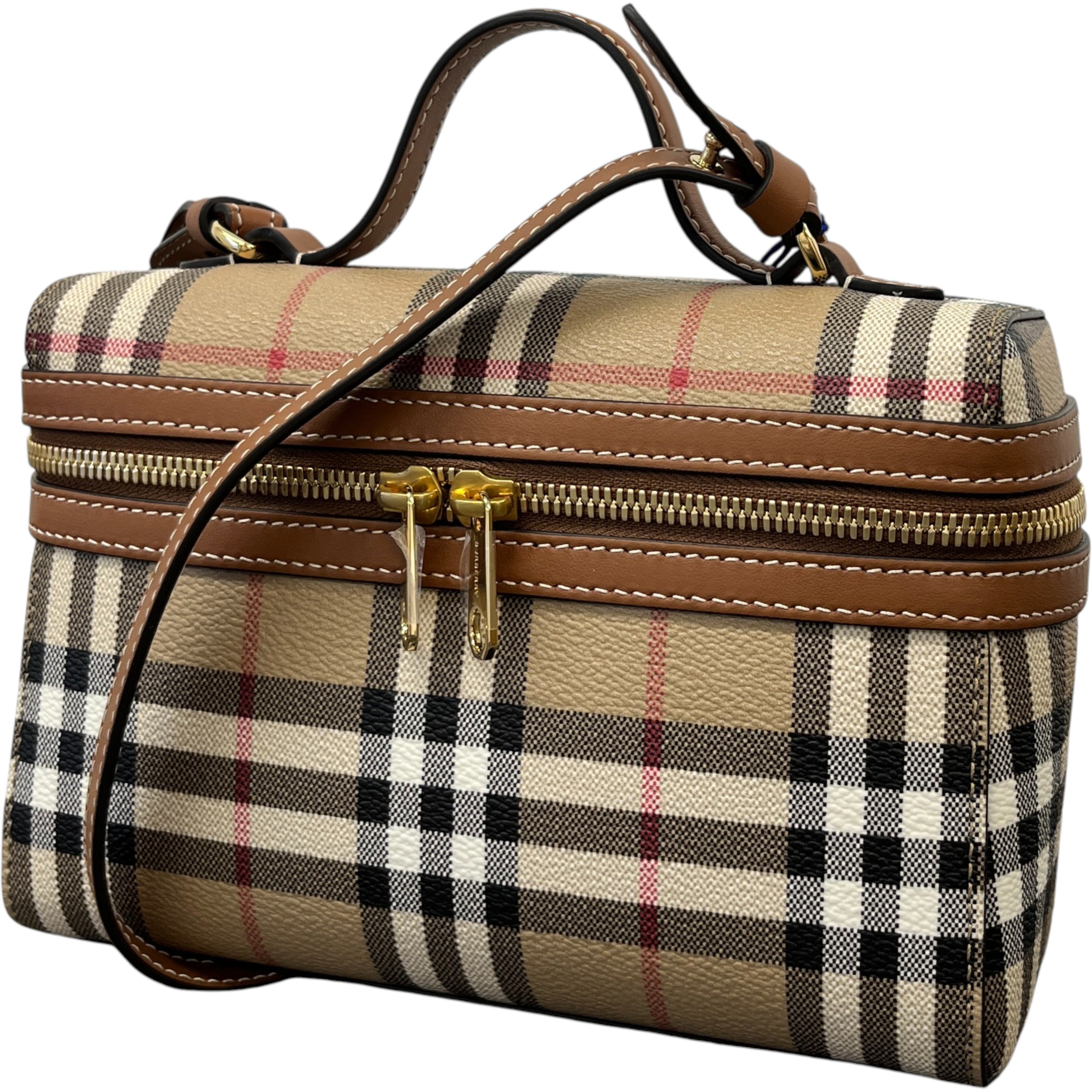 Women's Check Vanity Crossbody Bag Brown
