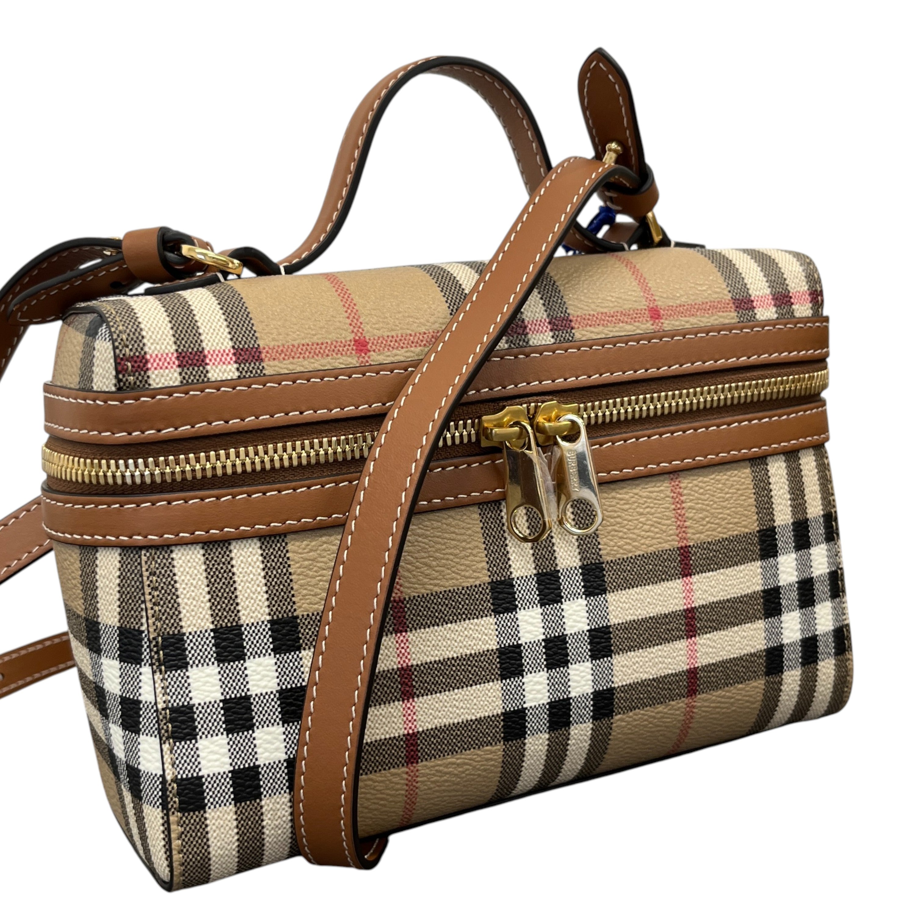 Women's Check Vanity Crossbody Bag Brown