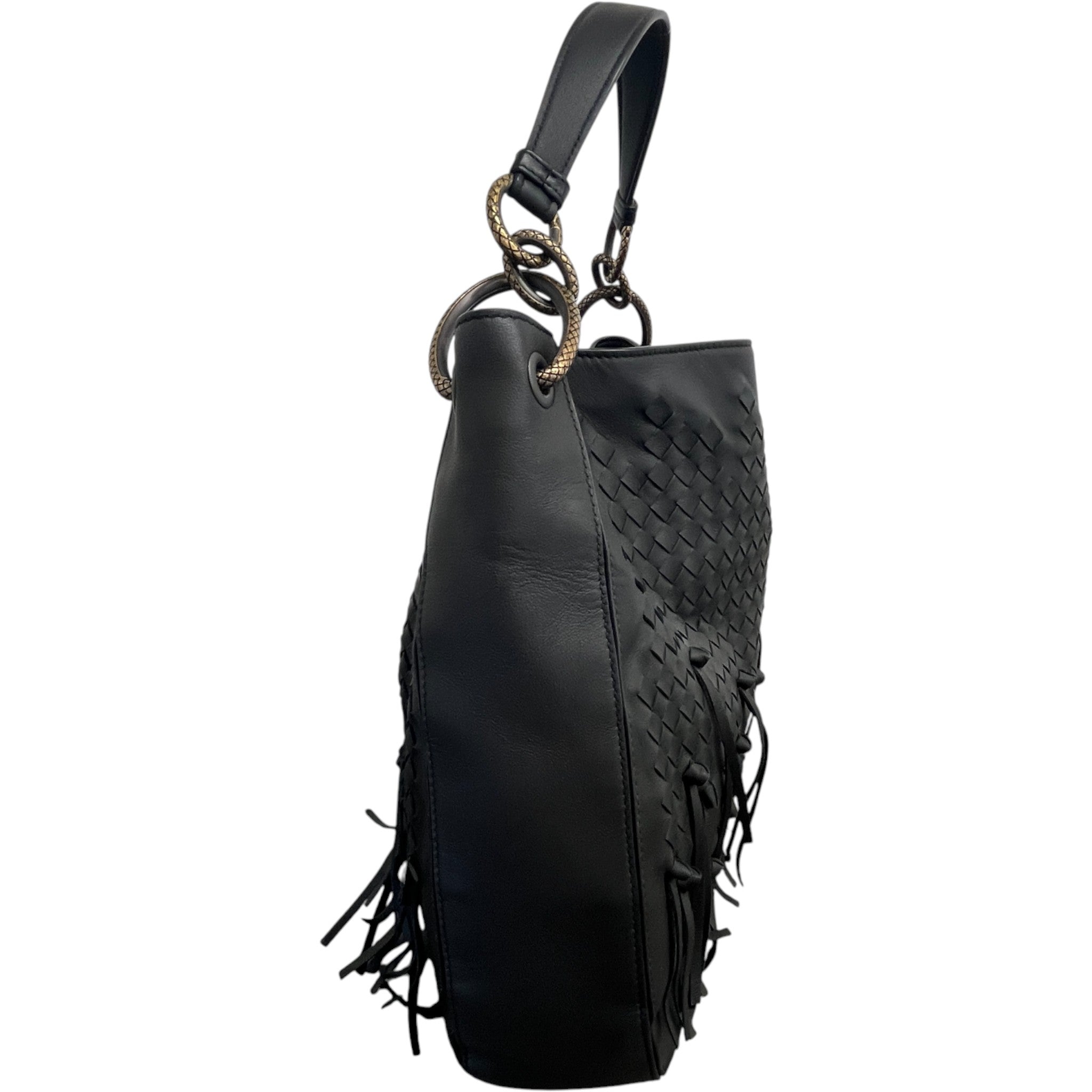 Women's Intrecciato Brio Loop Bag Black