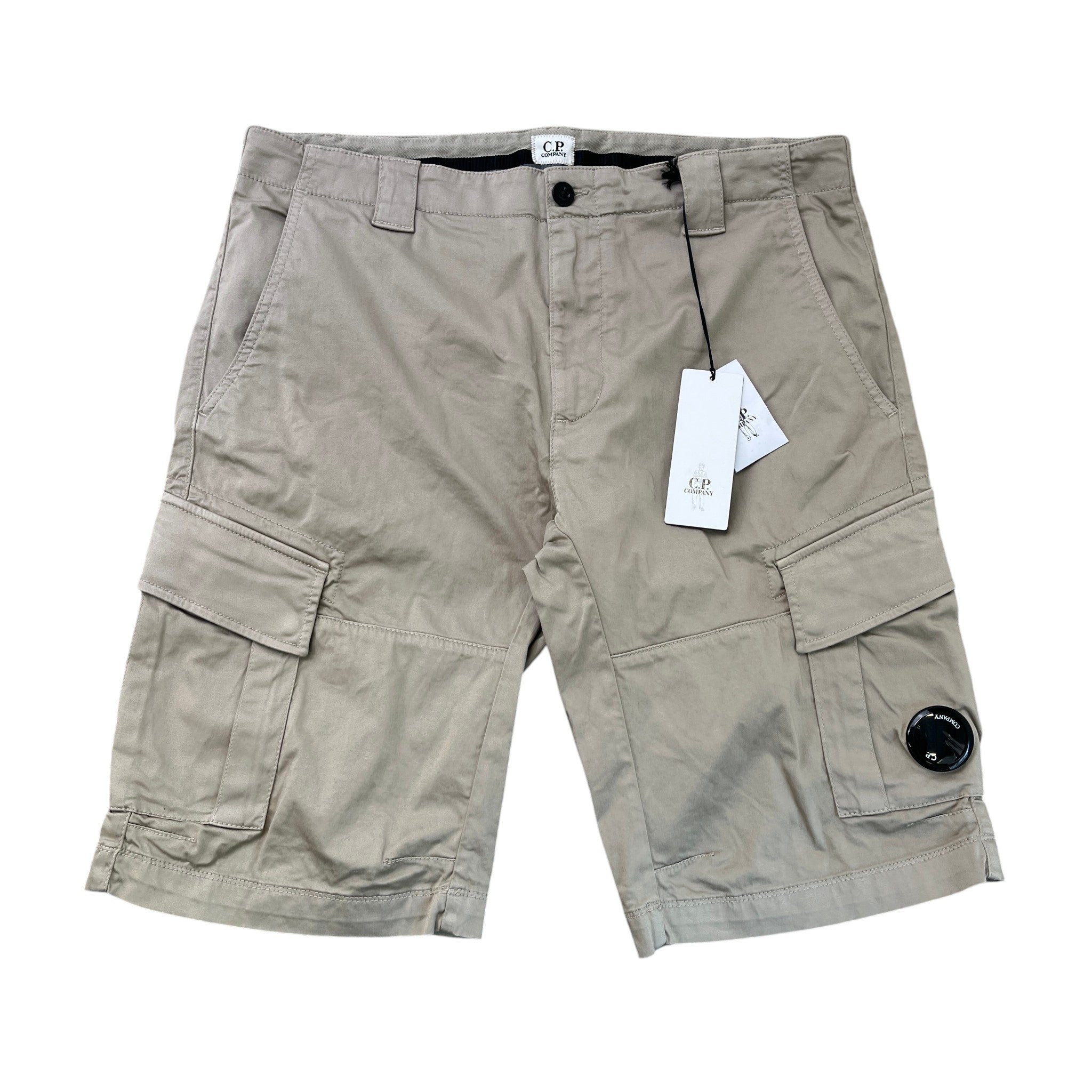Men's Sateen Cargo Shorts Beige Size IT 52 / UK 36