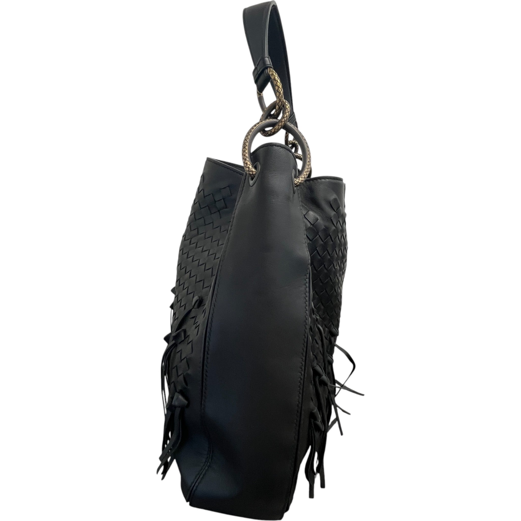 Women's Intrecciato Brio Loop Bag Black
