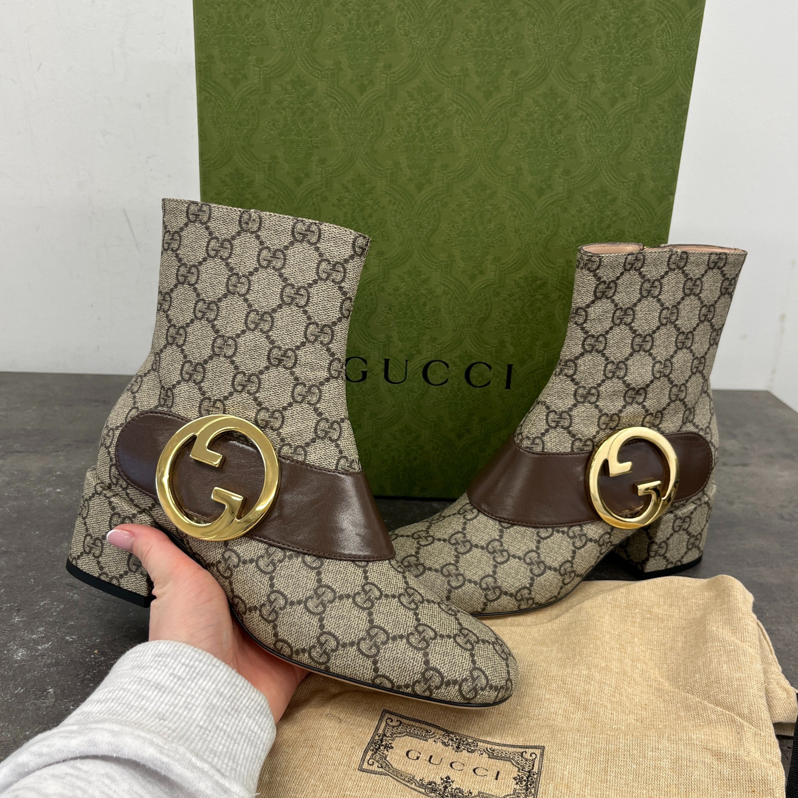 Women's Gg Supreme Ankle Boots Beige Size EU 37 / UK 4