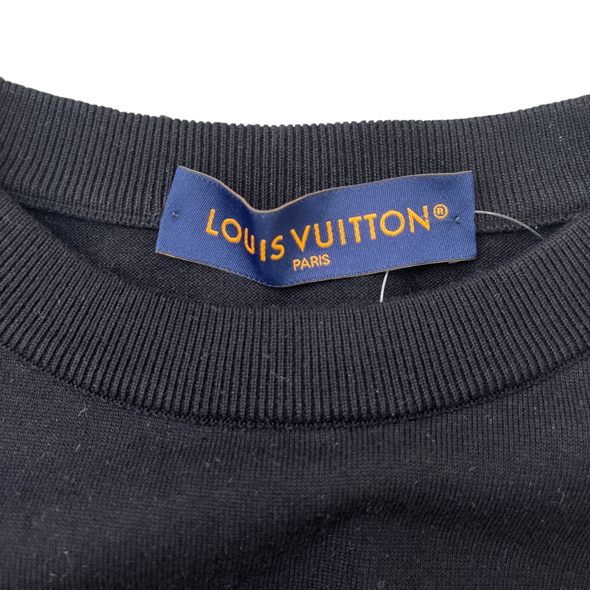 Men's Marque L.Vuitton Deposee Intarsia T-Shirt Black Size XS