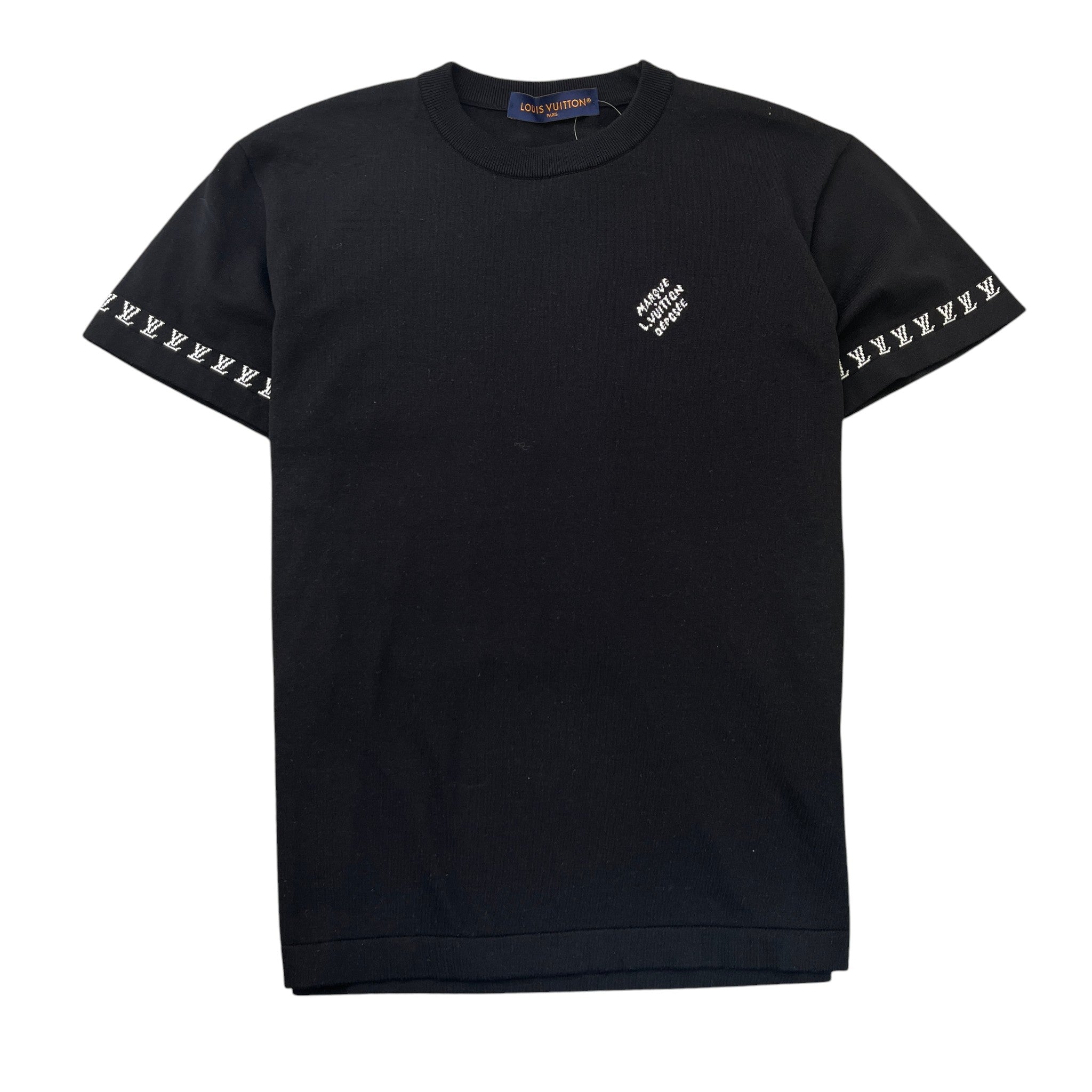 Men's Marque L.Vuitton Deposee Intarsia T-Shirt Black Size XS