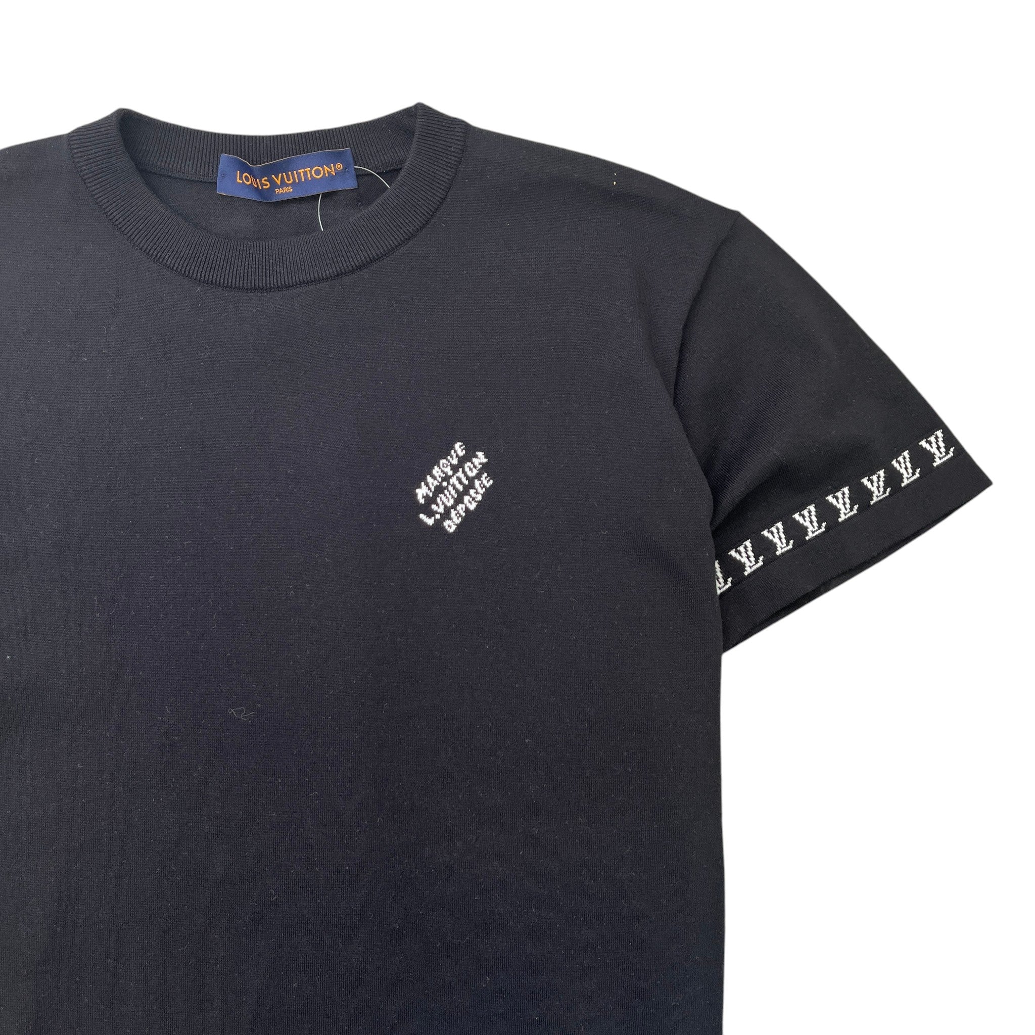 Men's Marque L.Vuitton Deposee Intarsia T-Shirt Black Size XS
