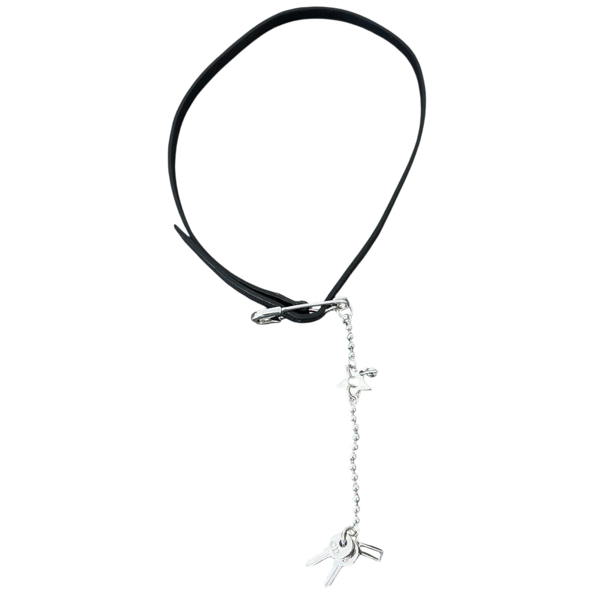 Women's Safety Pin Detail Choker Necklace Black