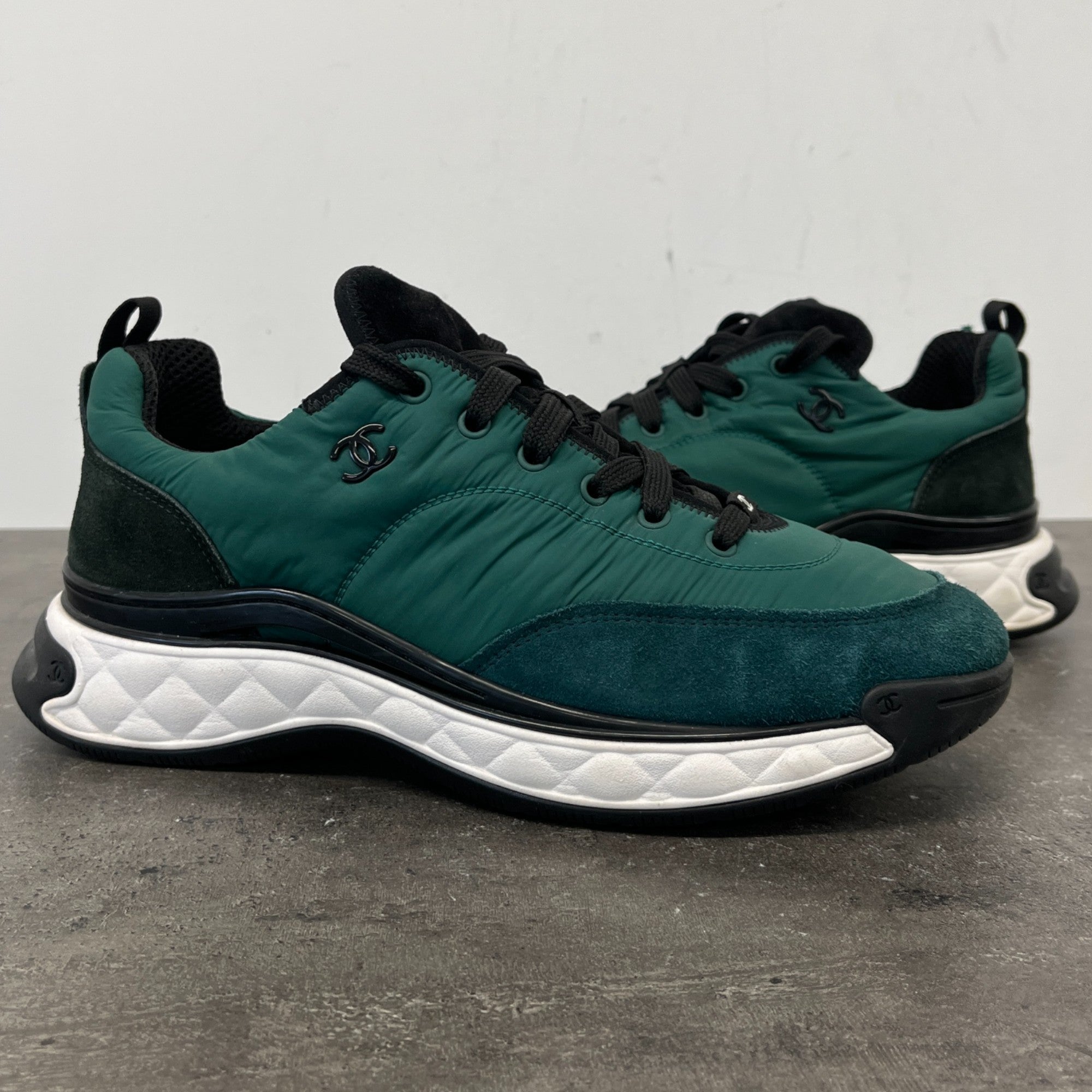 Men's Cc Quilted Runner Low Trainers Green Size EU 43 / UK 9