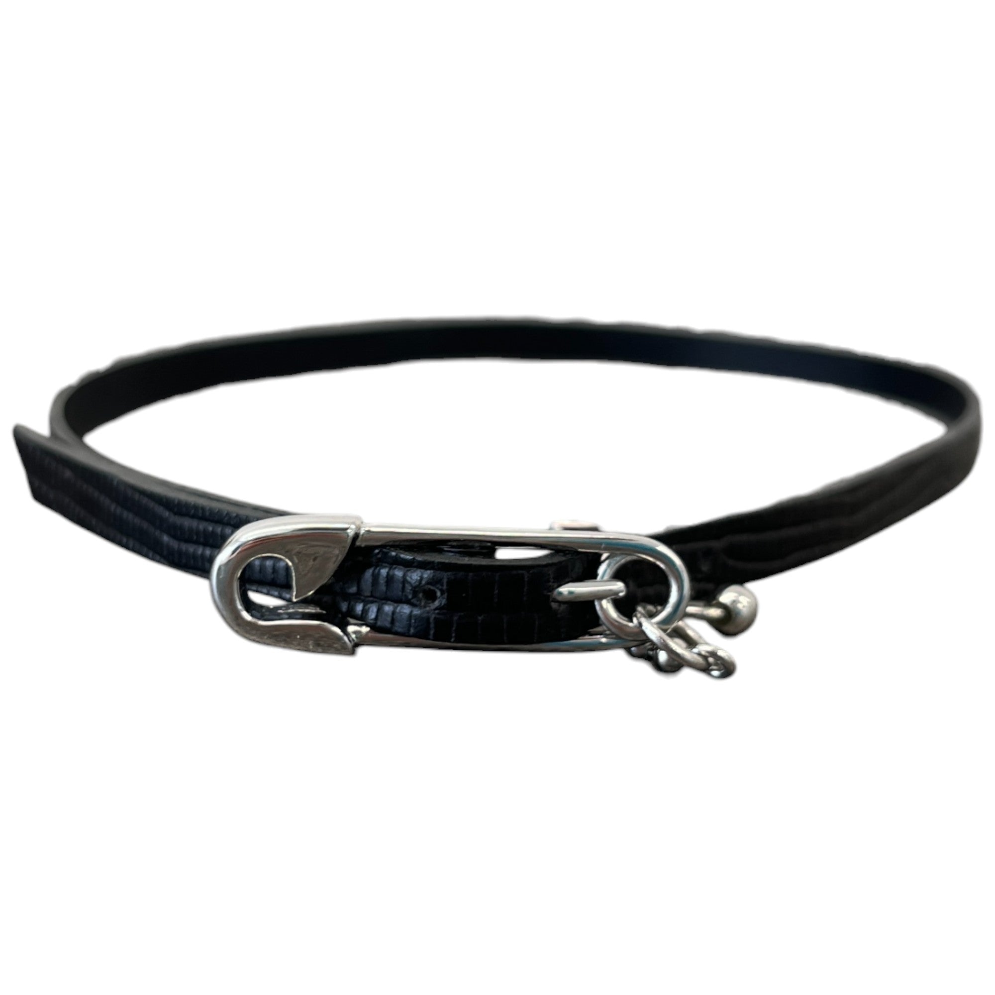 Women's Safety Pin Detail Choker Necklace Black