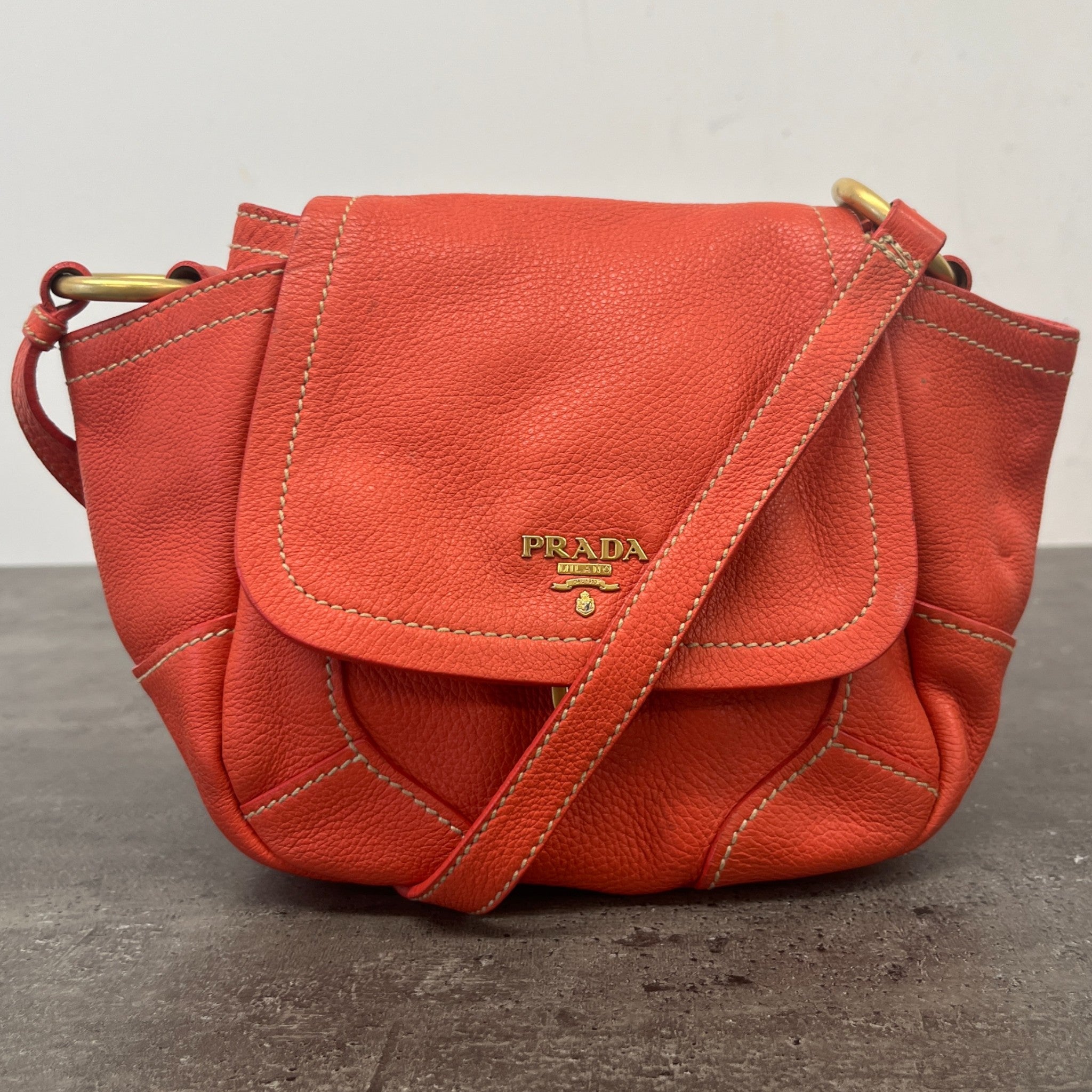 Women's Vitello Daino Crossbody Bag Orange