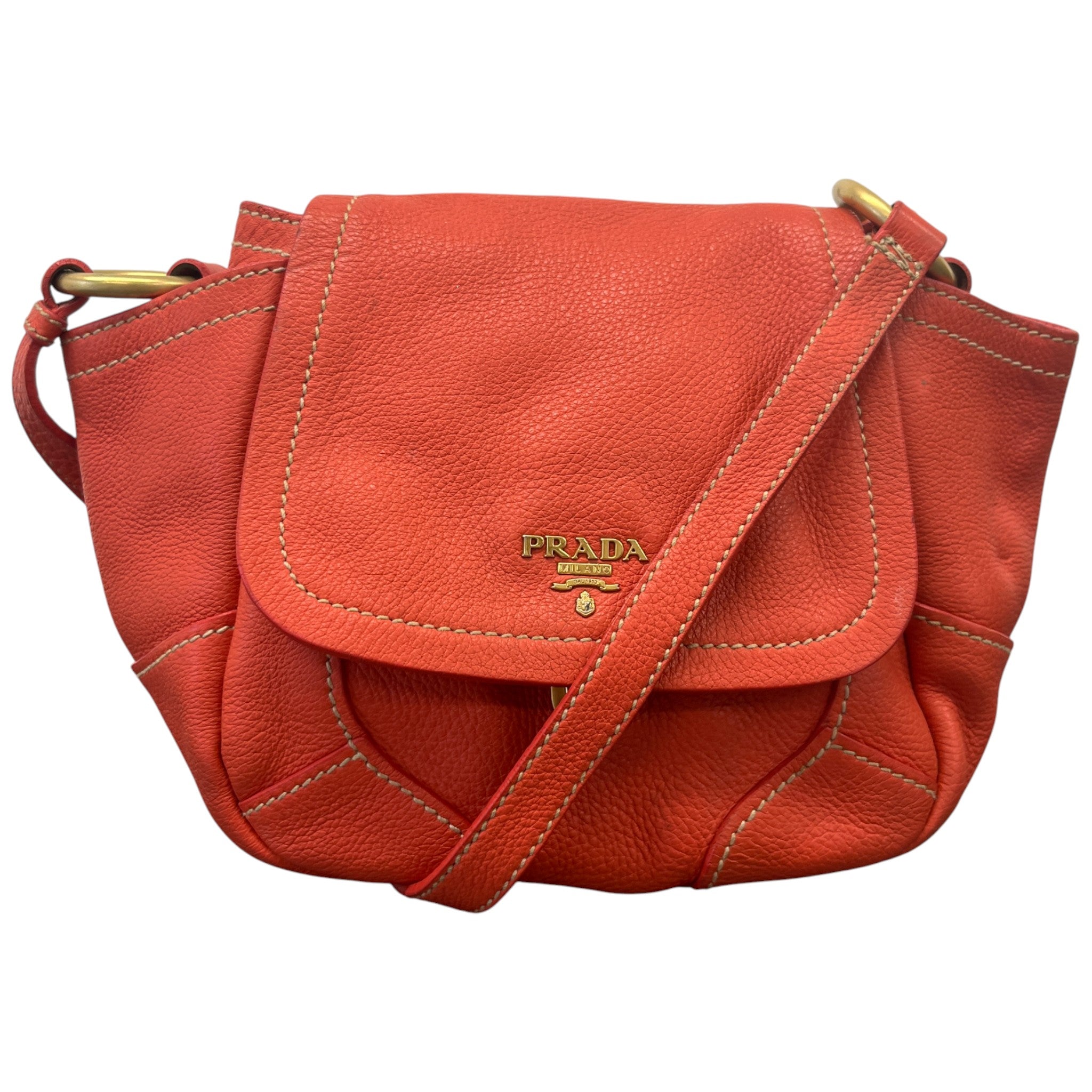 Women's Vitello Daino Crossbody Bag Orange