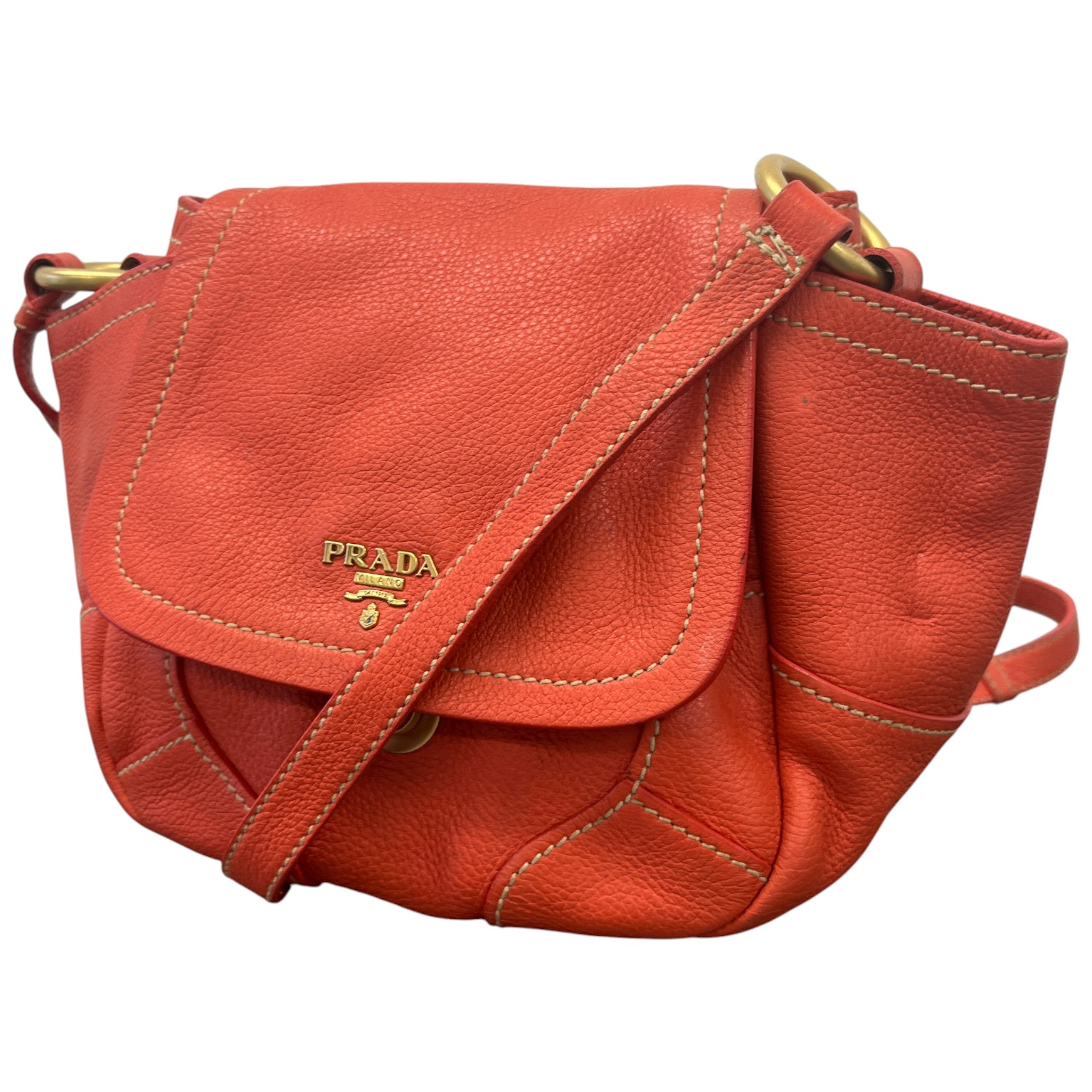 Women's Vitello Daino Crossbody Bag Orange
