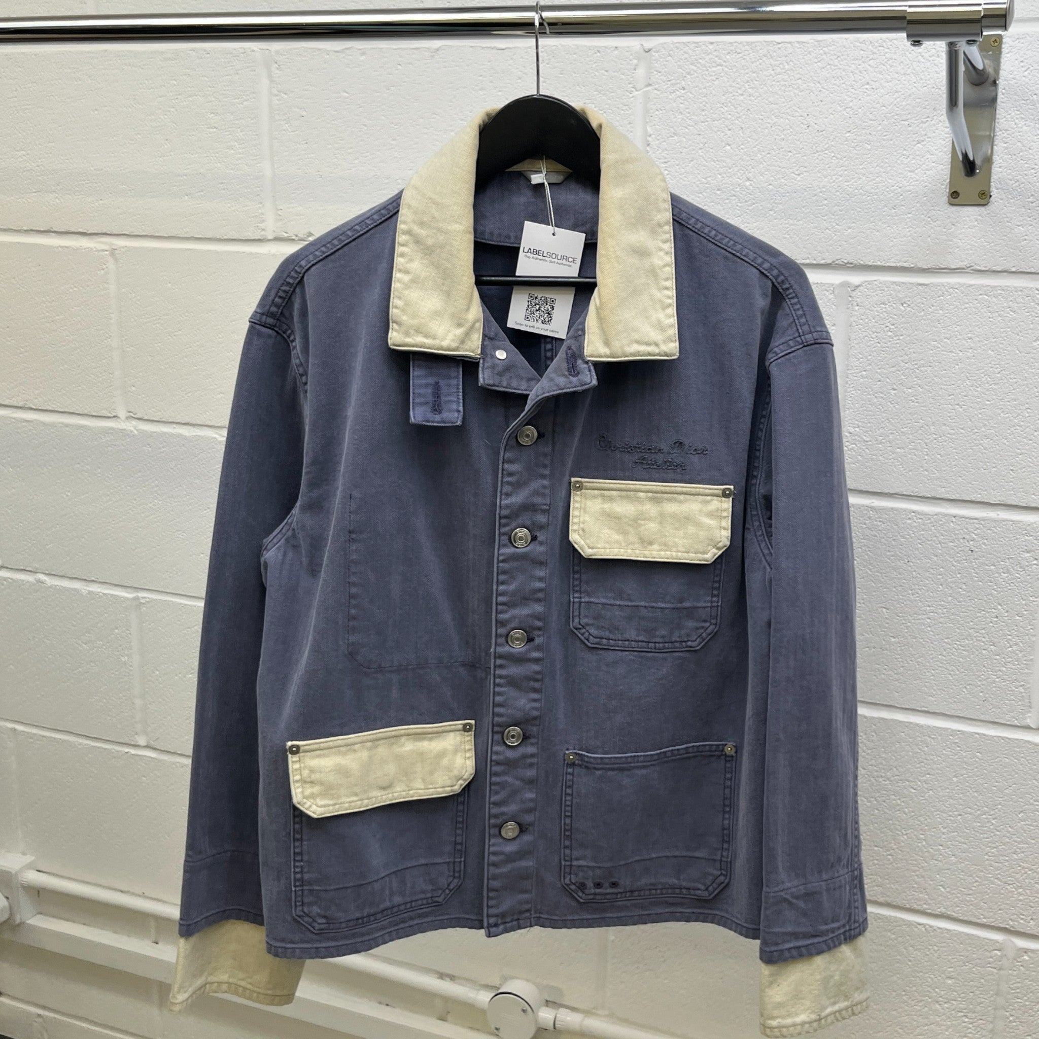 Men's Embroidered Logo Jacket Blue Size IT 52 / XL