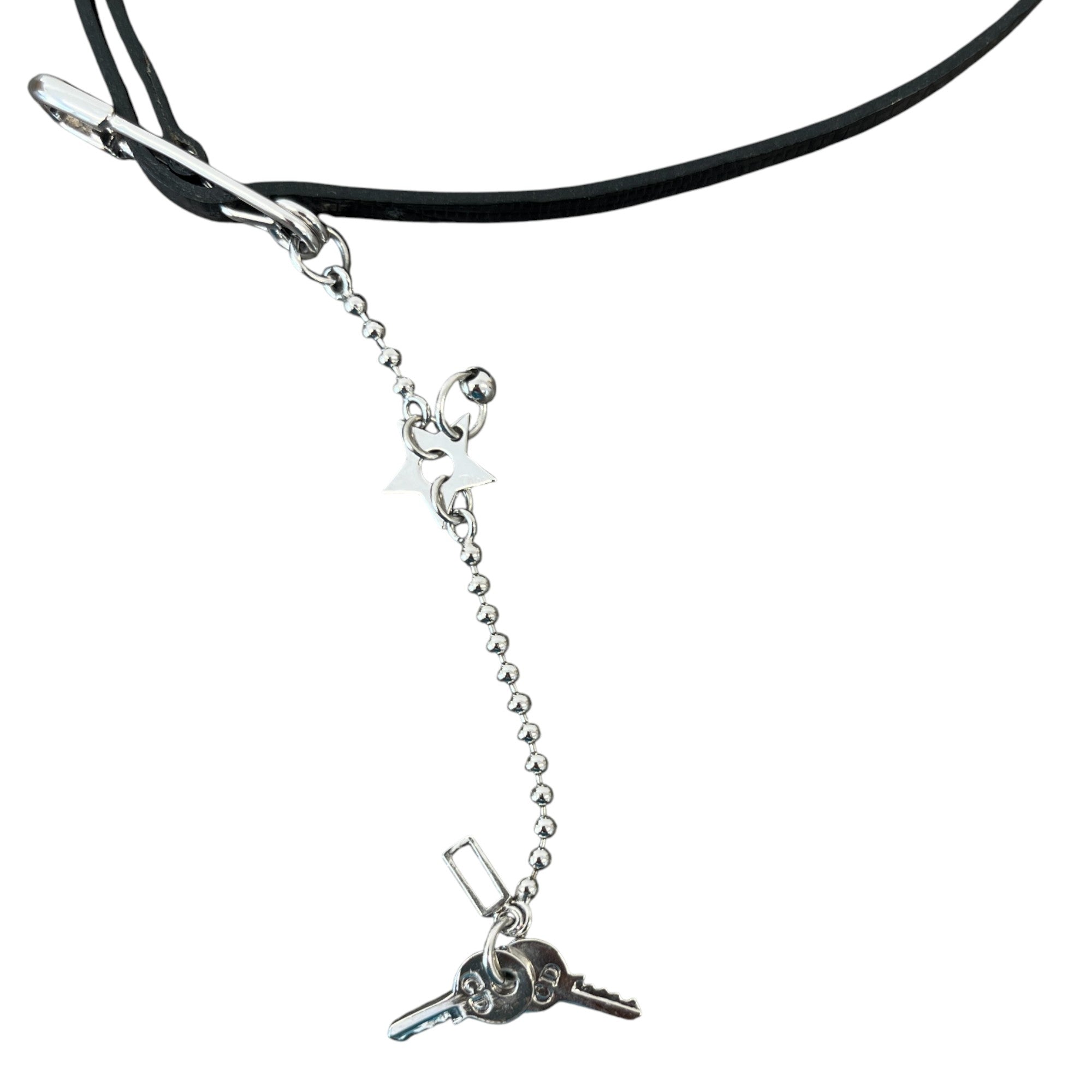 Women's Safety Pin Detail Choker Necklace Black