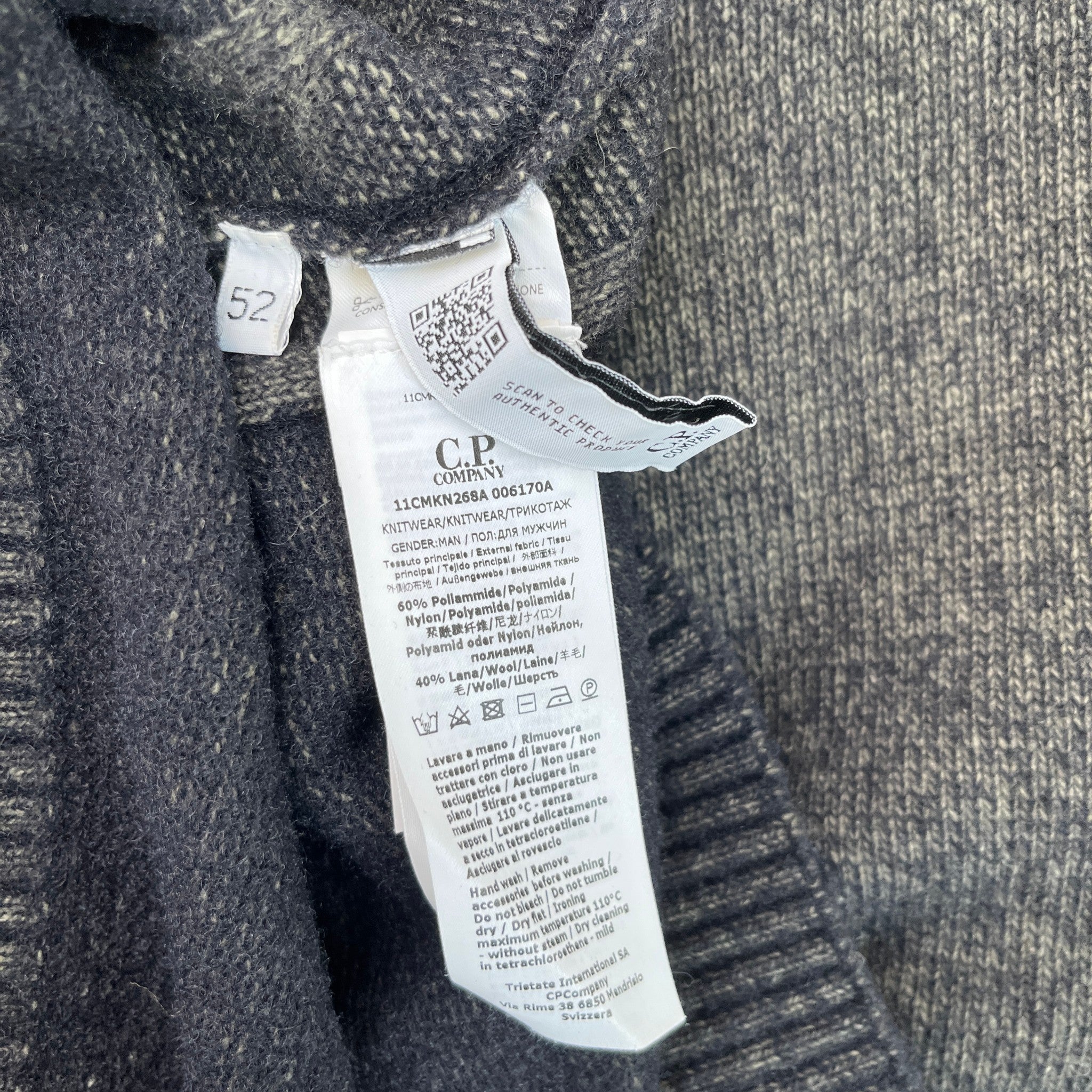 Men's Fleece Knit Signature Lens Jumper Grey Size IT 52 / UK XL