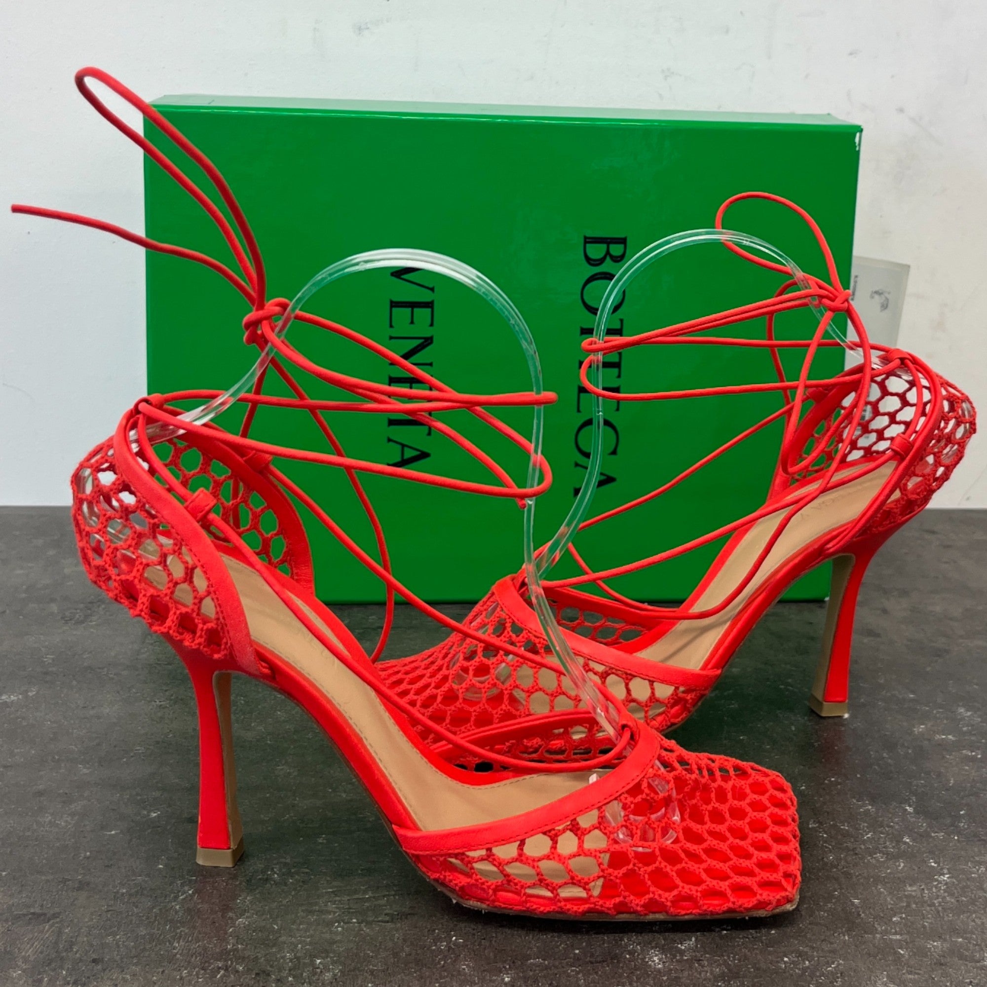 Women's Stretch Wraparound Mesh Courts Heels Red Size EU 38 / UK 5