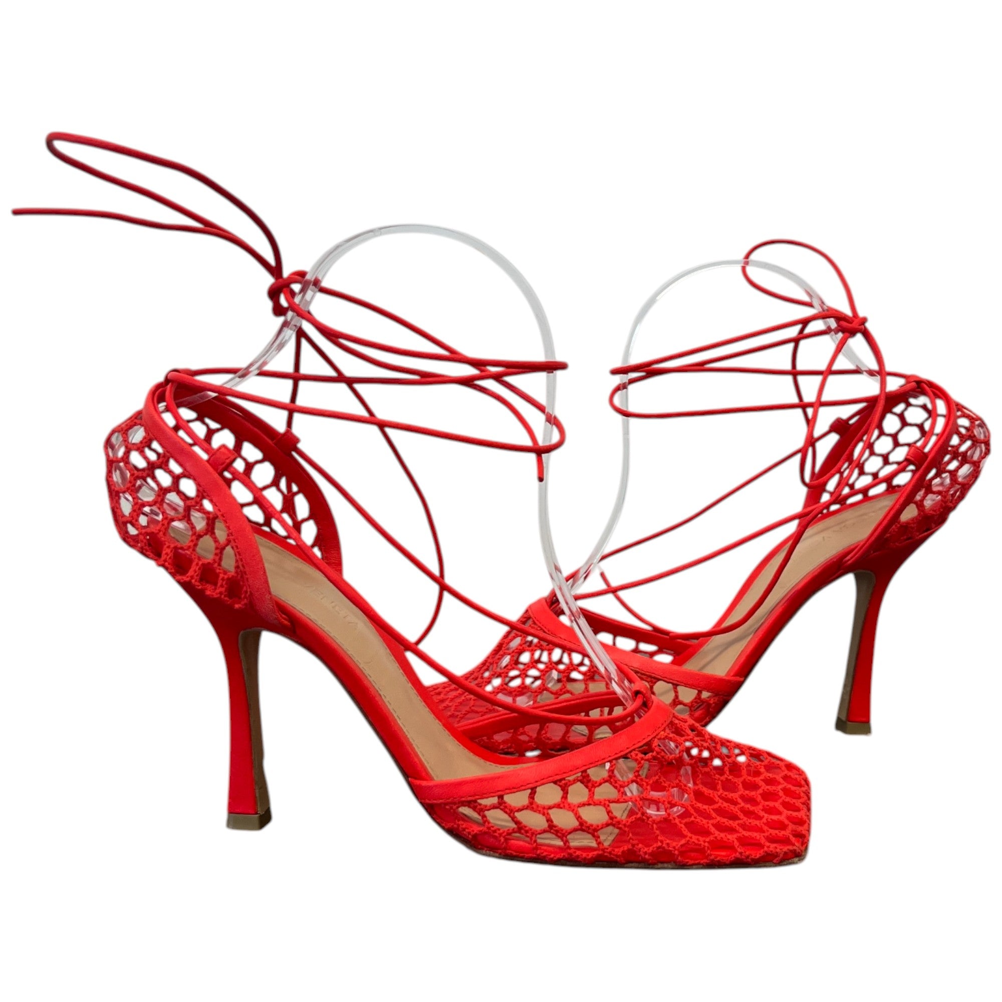 Women's Stretch Wraparound Mesh Courts Heels Red Size EU 38 / UK 5