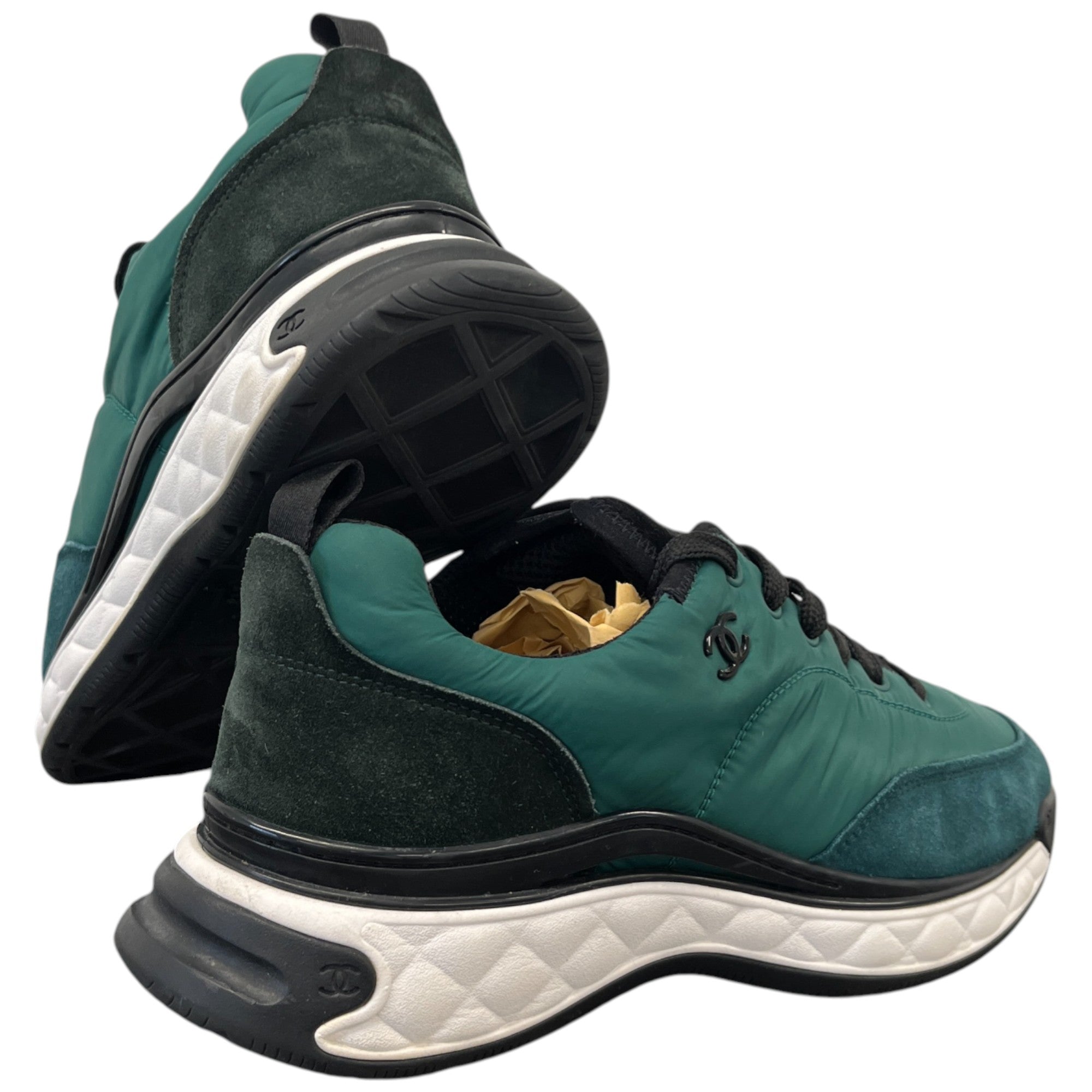 Men's Cc Quilted Runner Low Trainers Green Size EU 43 / UK 9