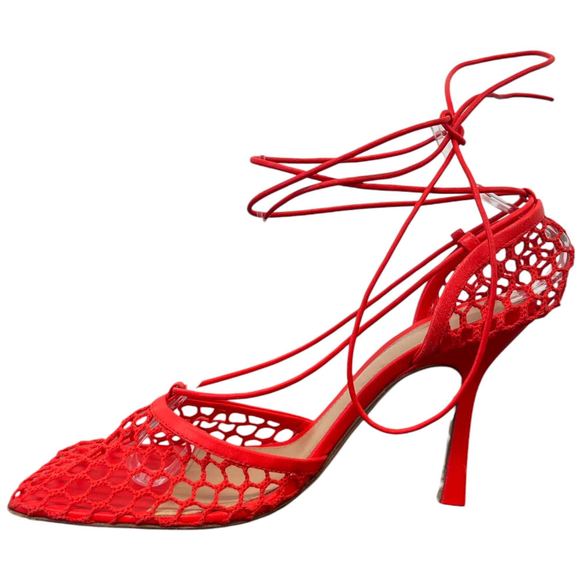 Women's Stretch Wraparound Mesh Courts Heels Red Size EU 38 / UK 5