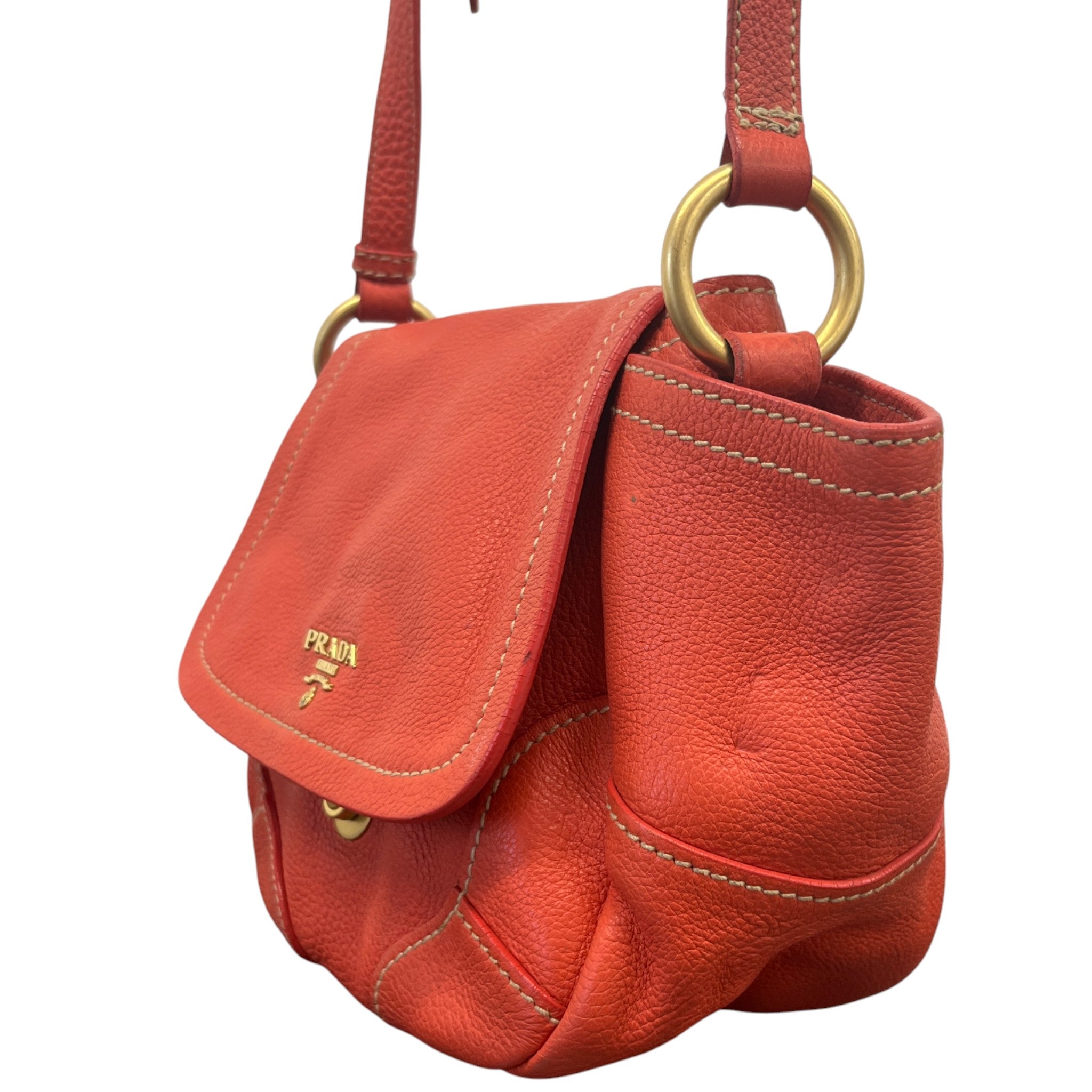 Women's Vitello Daino Crossbody Bag Orange