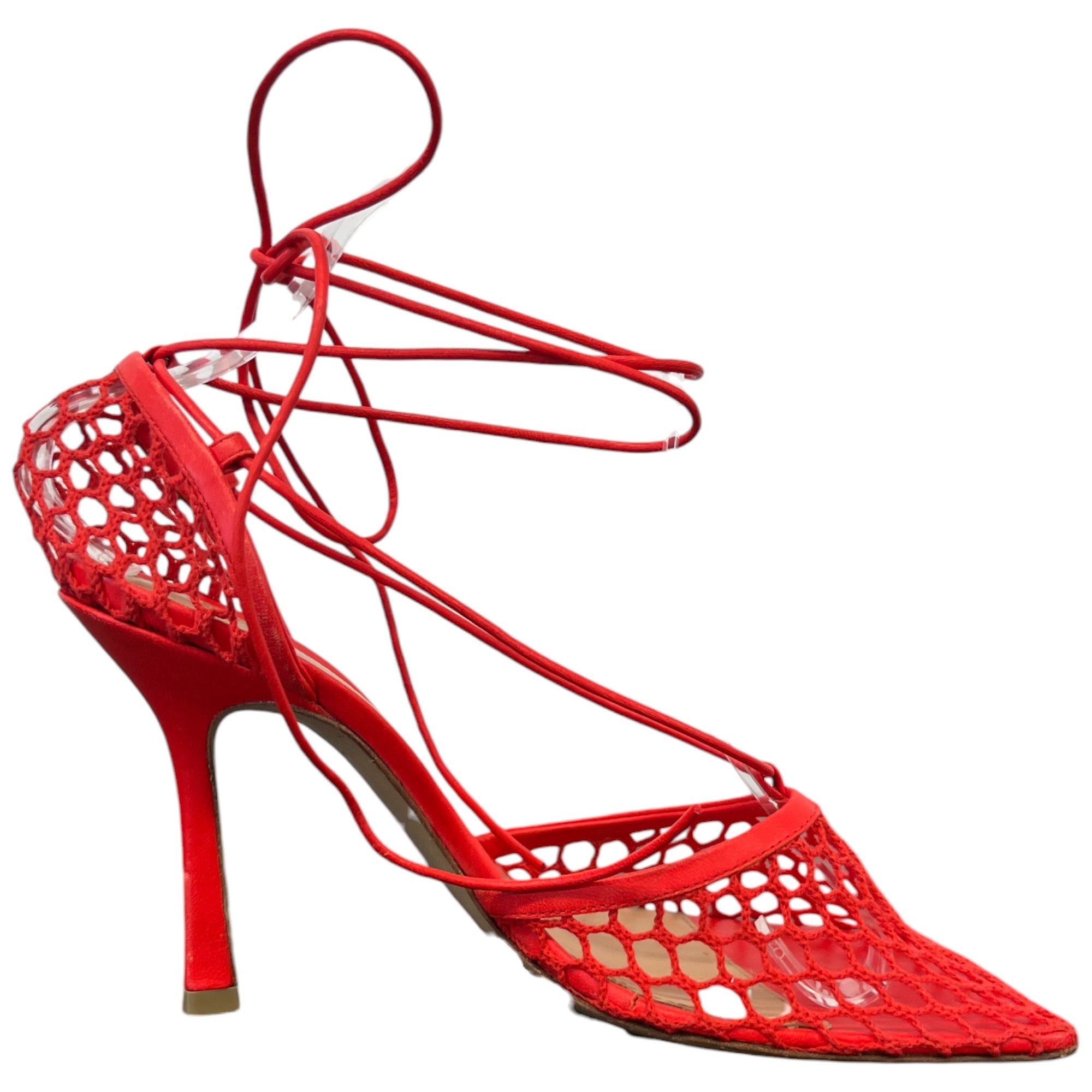 Women's Stretch Wraparound Mesh Courts Heels Red Size EU 38 / UK 5