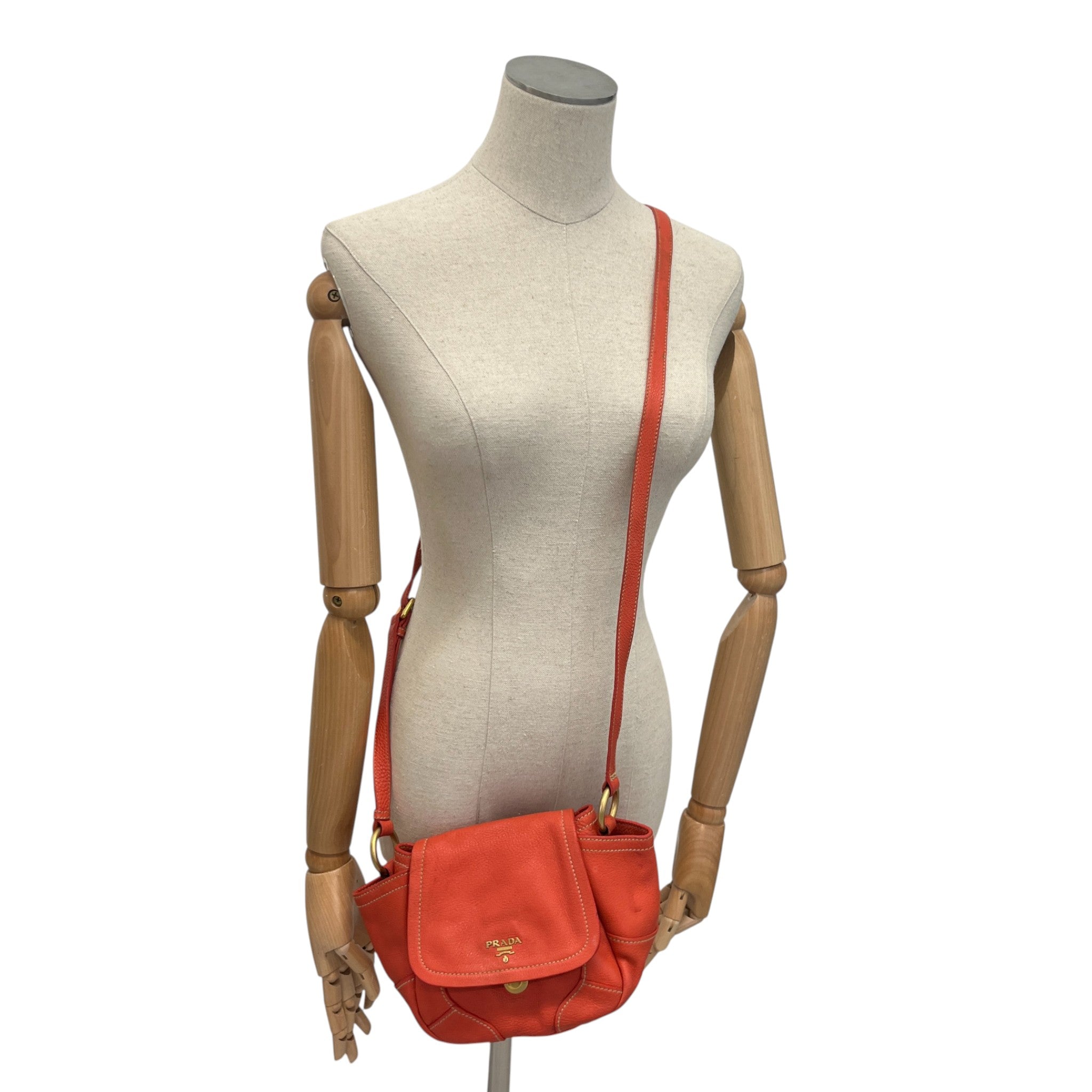 Women's Vitello Daino Crossbody Bag Orange