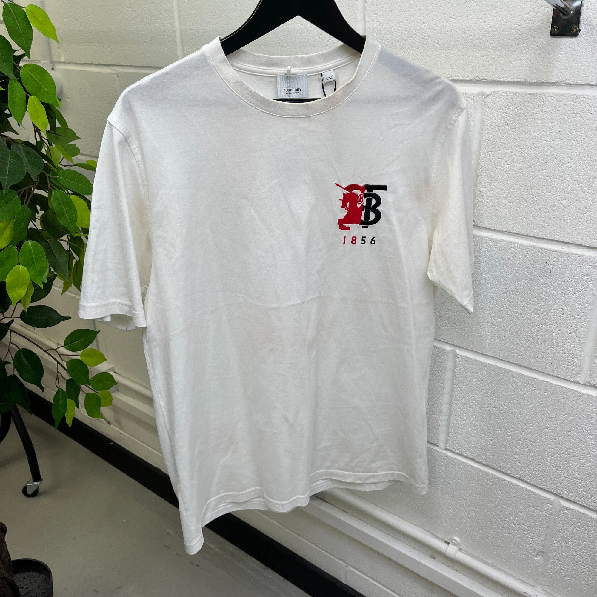 Men's Embroidered Logo T-Shirt White Size S