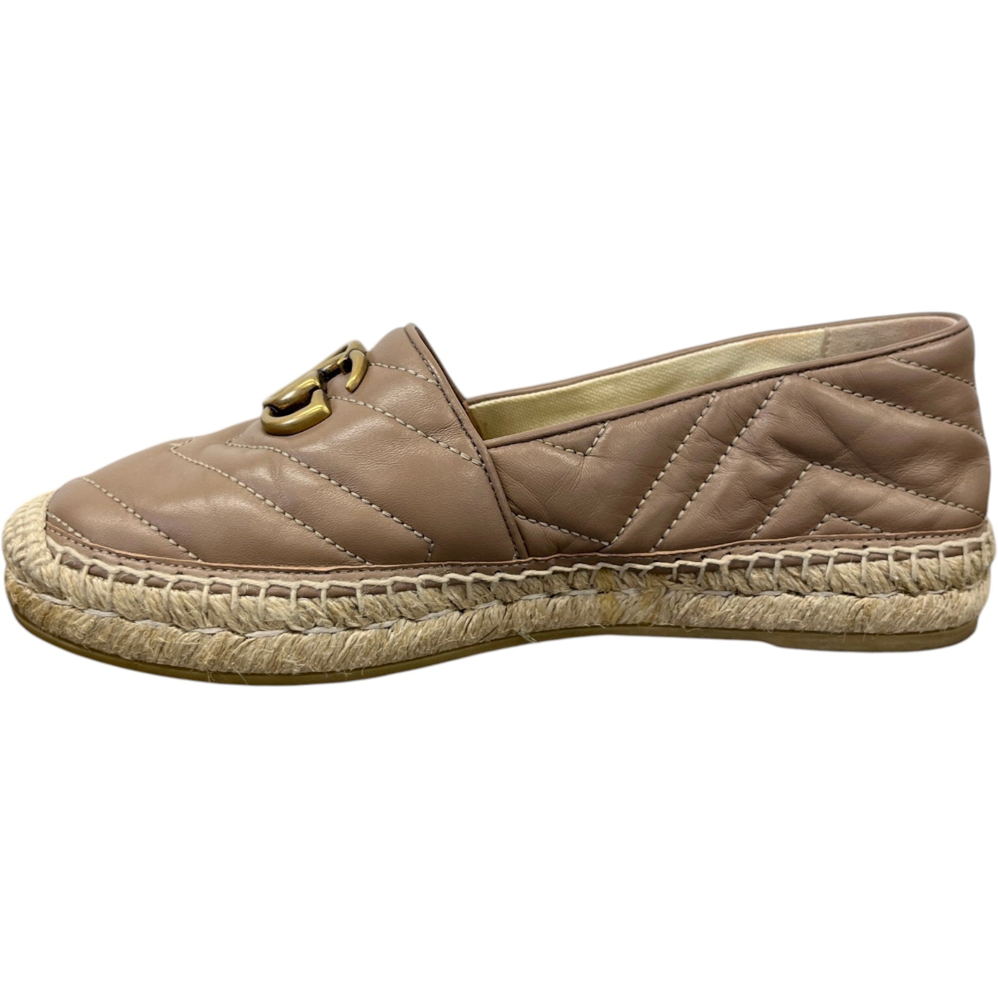 Women's Gg Marmont Matelassé Chevron Espadrilles Loafers Nude Size EU 37 / UK 4