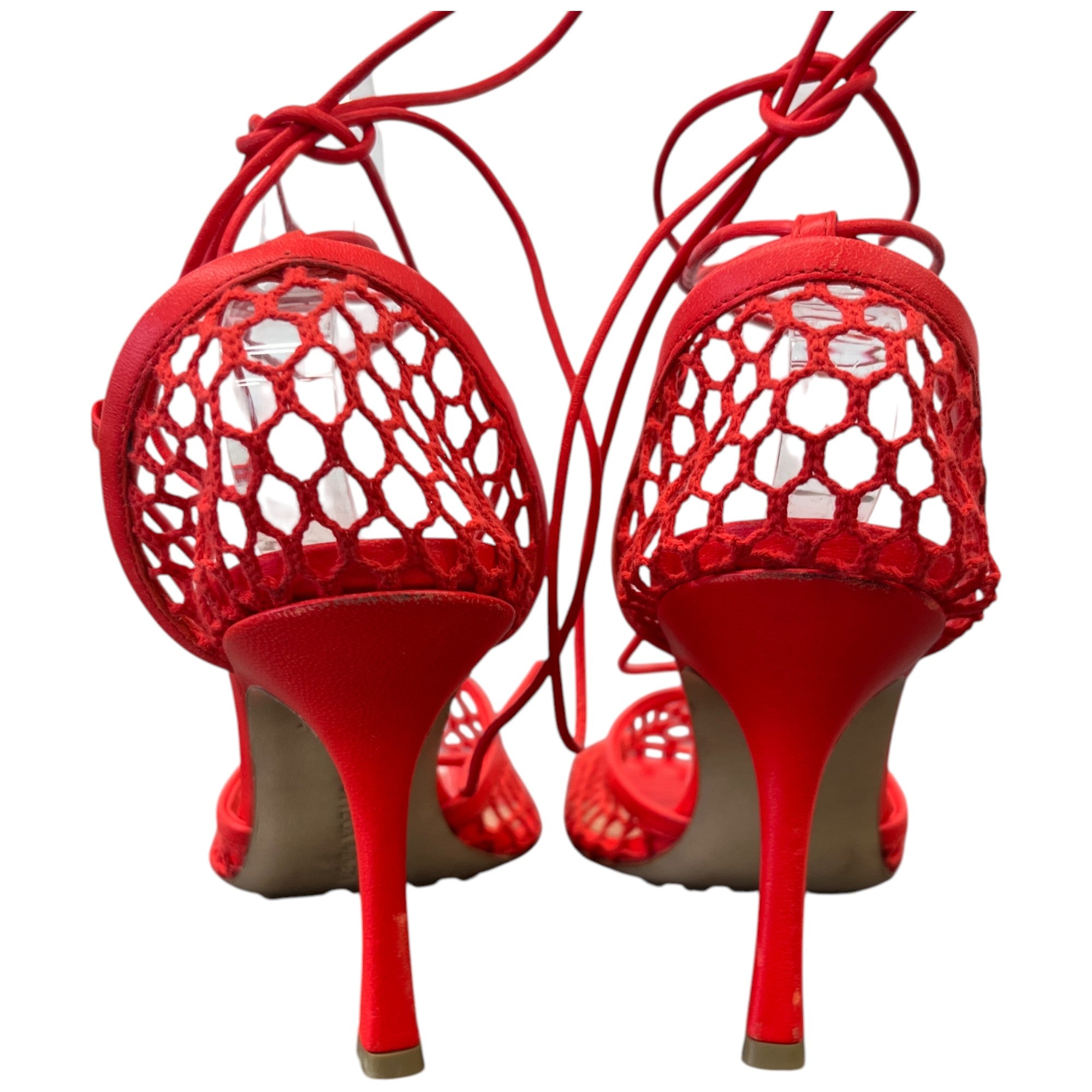 Women's Stretch Wraparound Mesh Courts Heels Red Size EU 38 / UK 5