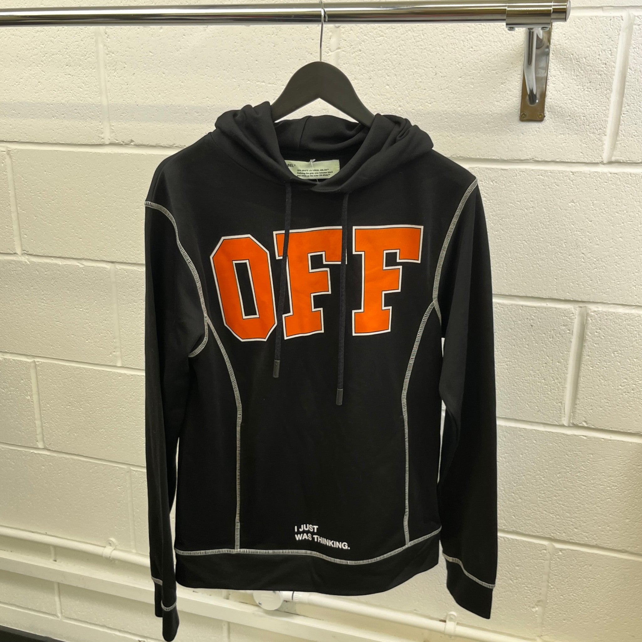 Men's Logo Print Hoodie Black Size S